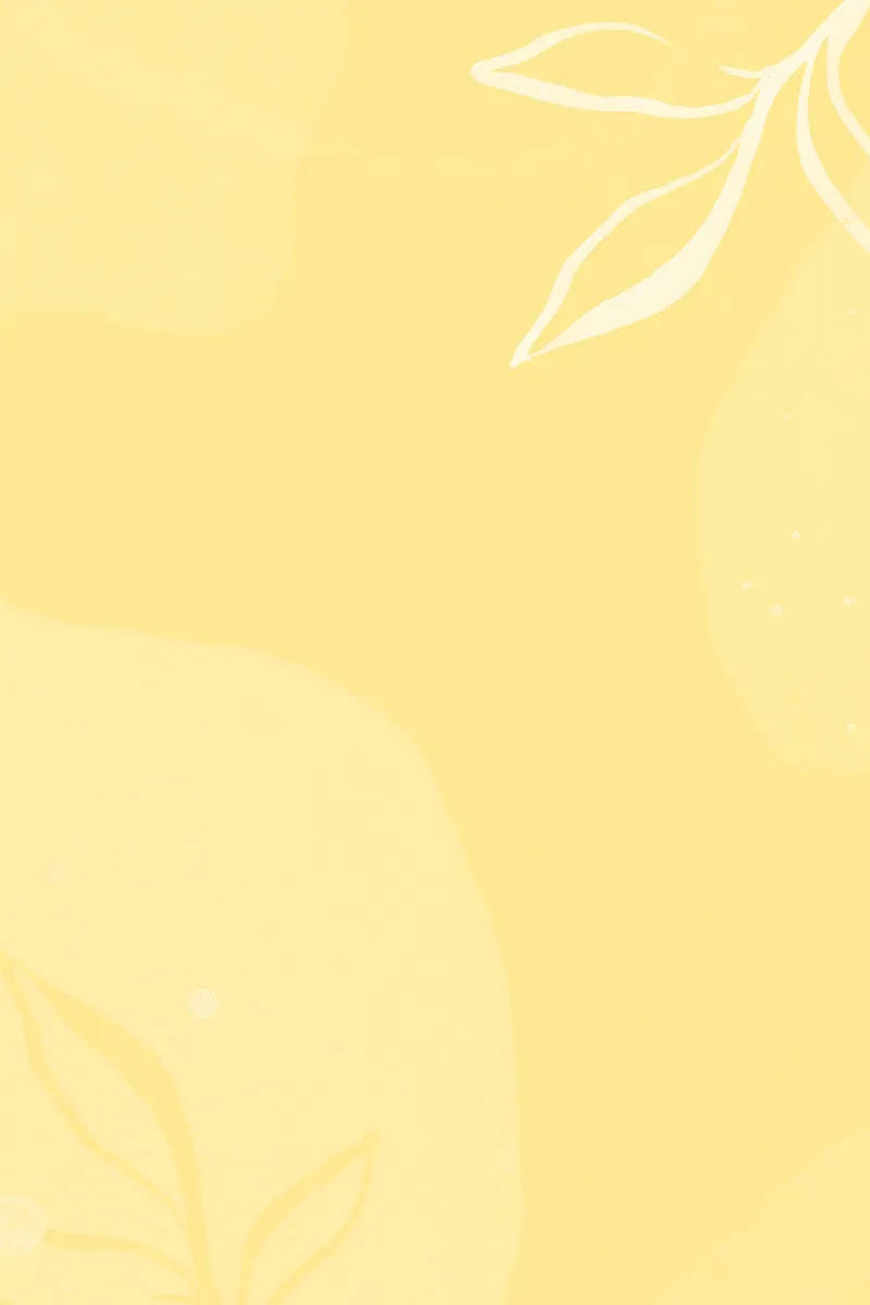 Yellow 桌布 壁紙 — 柔和黃色背景，點綴精緻白色葉片剪影與微妙抽象形狀，營造溫馨植物感。