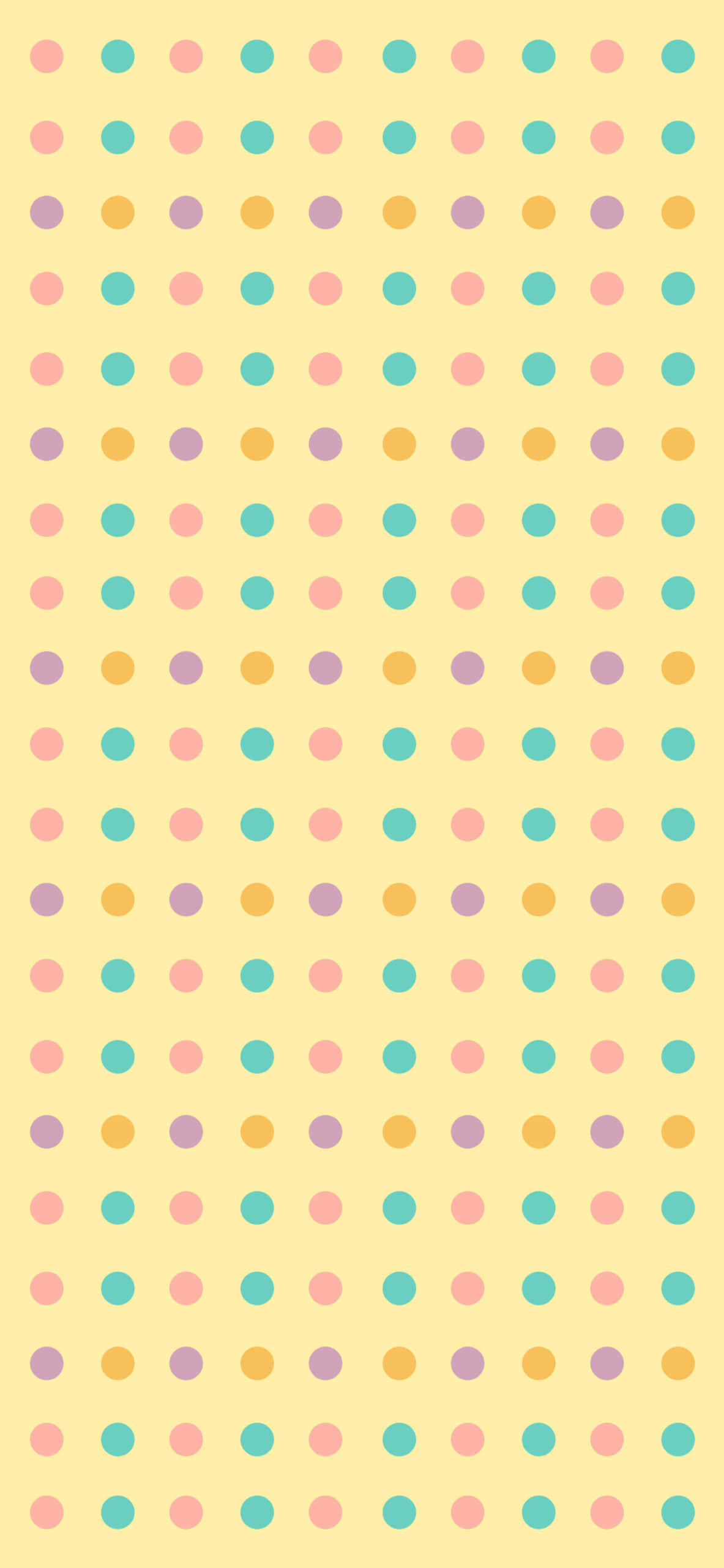 Pastel Pink And Yellow 桌布 壁紙 — 柔和黃色背景上整齊排列的粉彩圓點，營造出歡快的重複圖案。