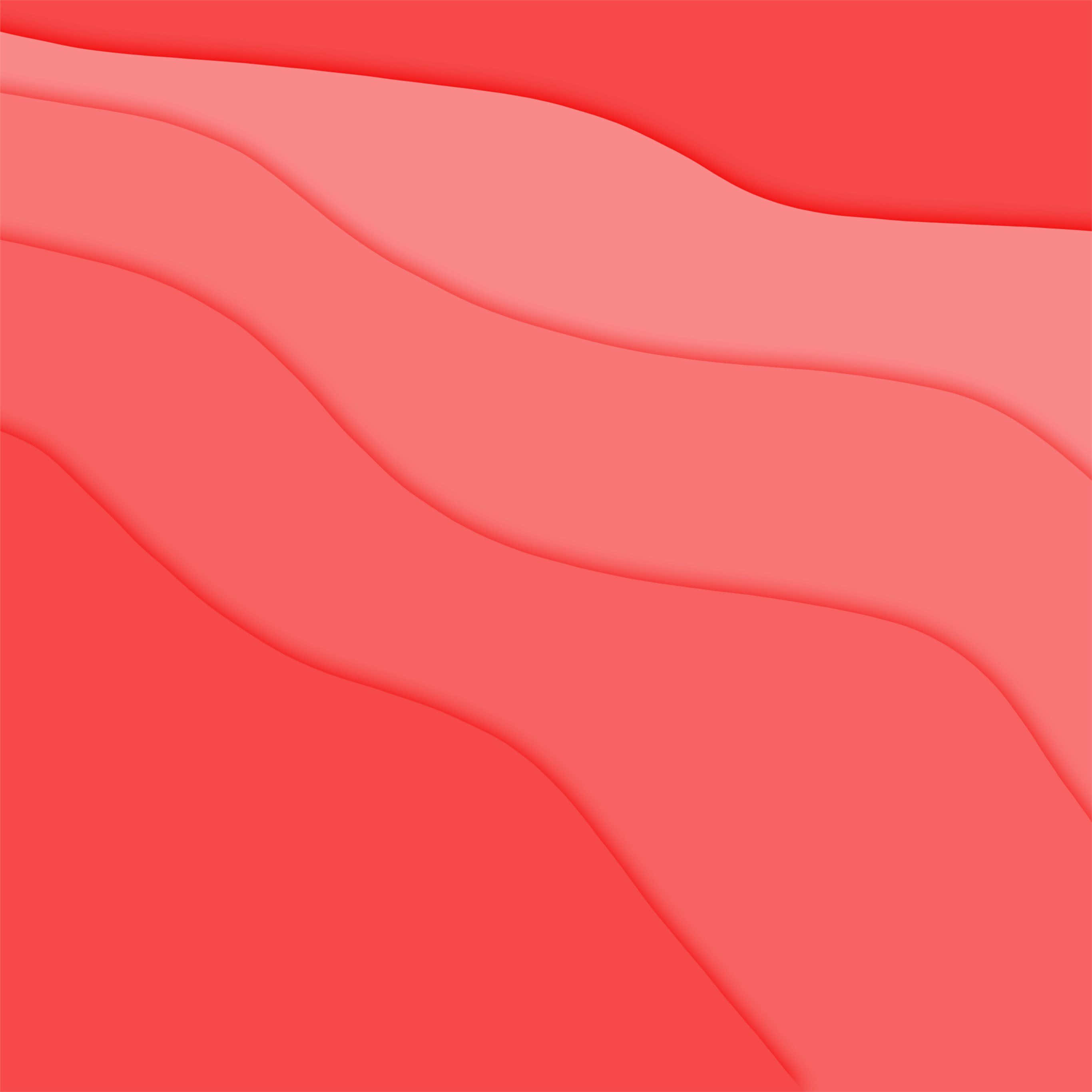 Cute Red 桌布 壁紙 — 柔軟分層的珊瑚粉色波浪在極簡抽象背景上輕輕流動。