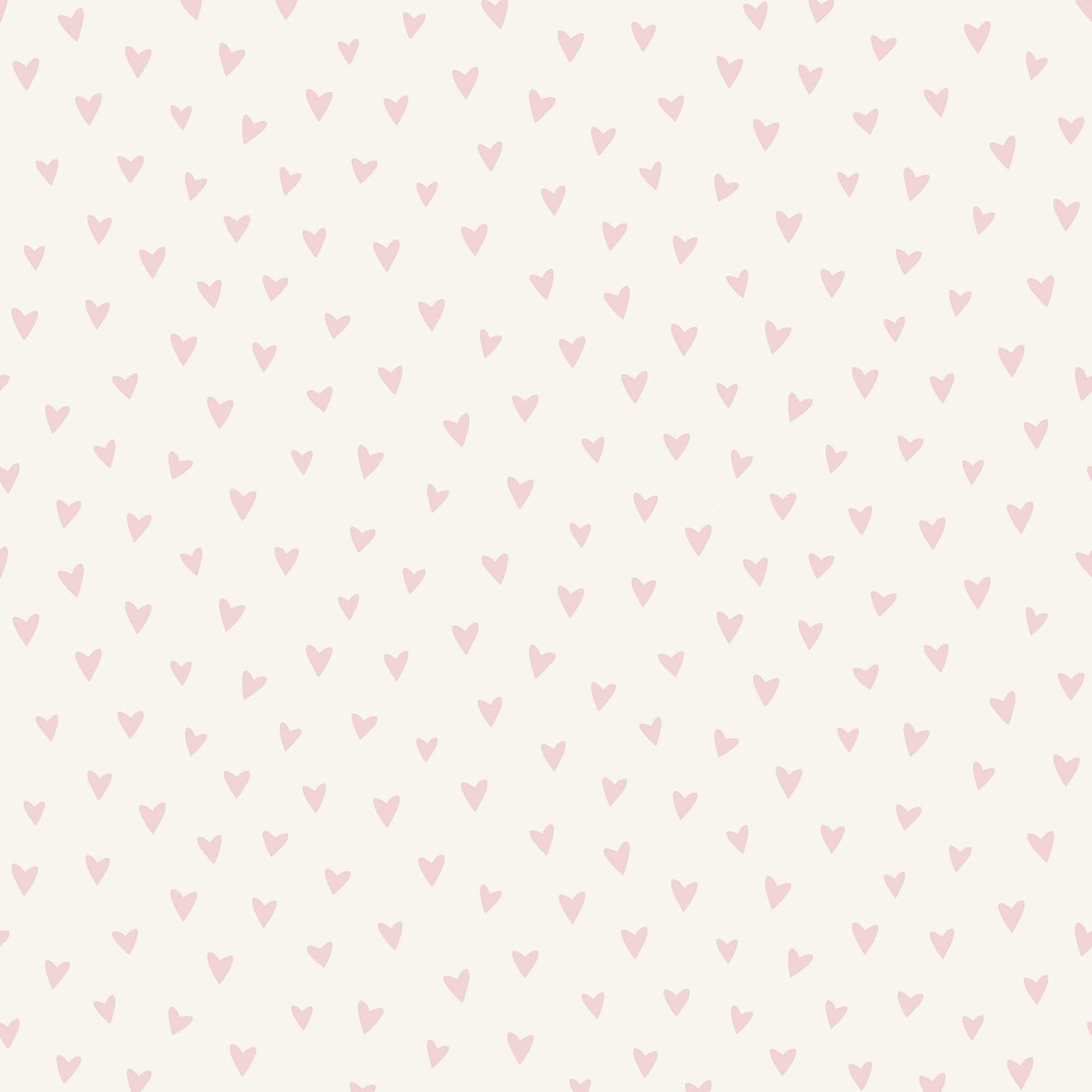 Glitter Pink Hearts 桌布 壁紙 — 柔軟圖案，細小粉紅心形散落在奶油白色背景上。