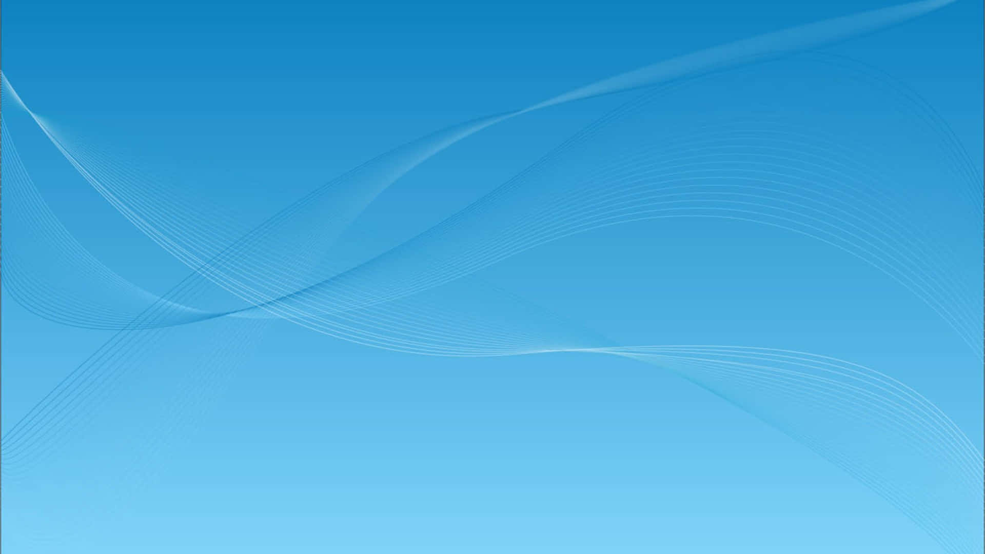 Blue Desktop 桌布 壁紙 — 柔軟流動的白色線條在漸變藍色背景上優雅彎曲，營造出寧靜的數位抽象圖案。