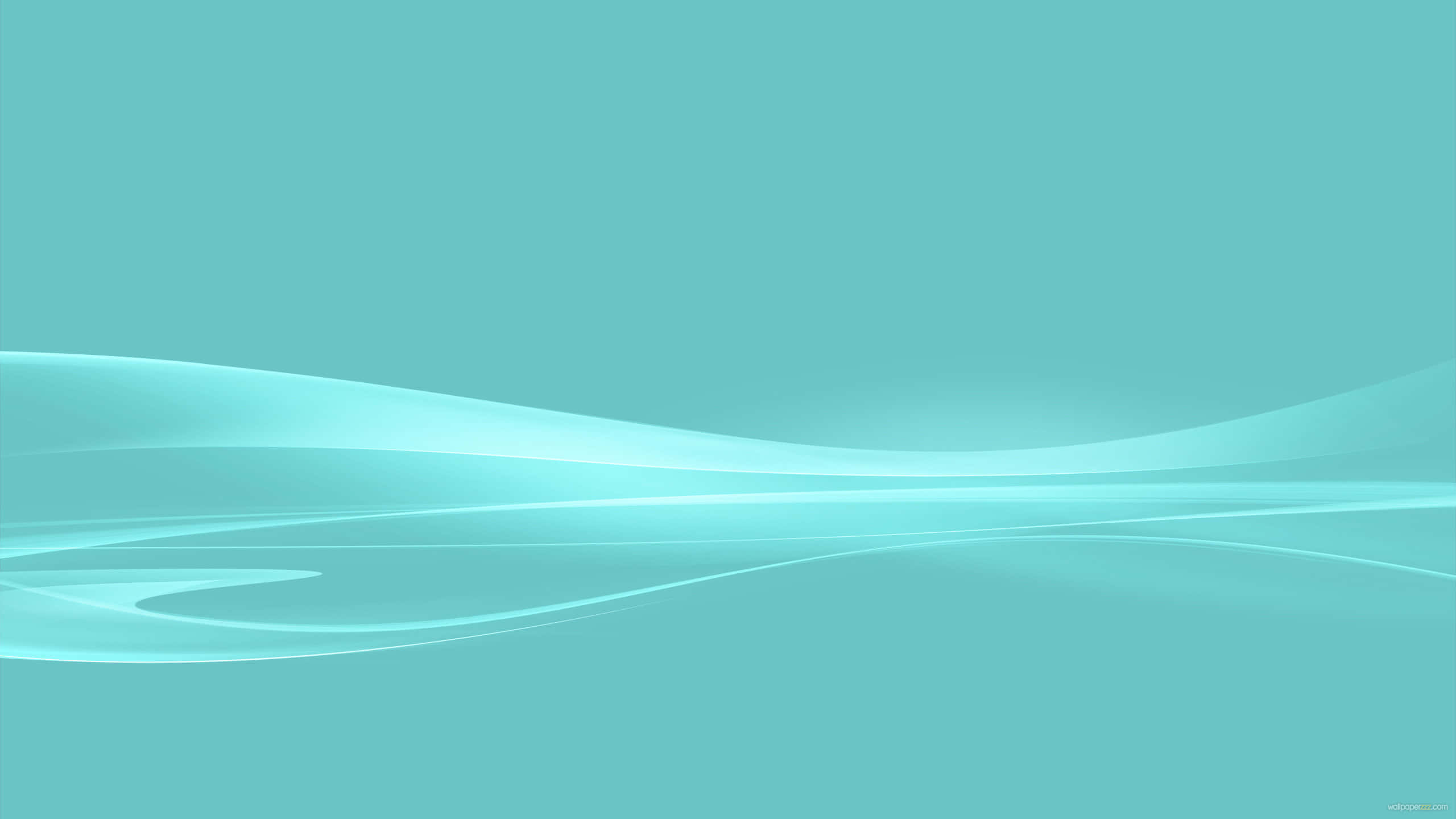 Cyan Aesthetic 桌布 壁紙 — 柔軟流動的綠松石波浪在漸變青綠色背景上滑動，營造出平靜的抽象動感。