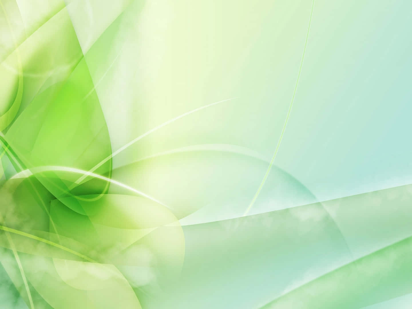 waves 桌布 壁紙 — 柔軟流動的綠色和藍綠色抽象形狀融入寧靜的漸變背景中。