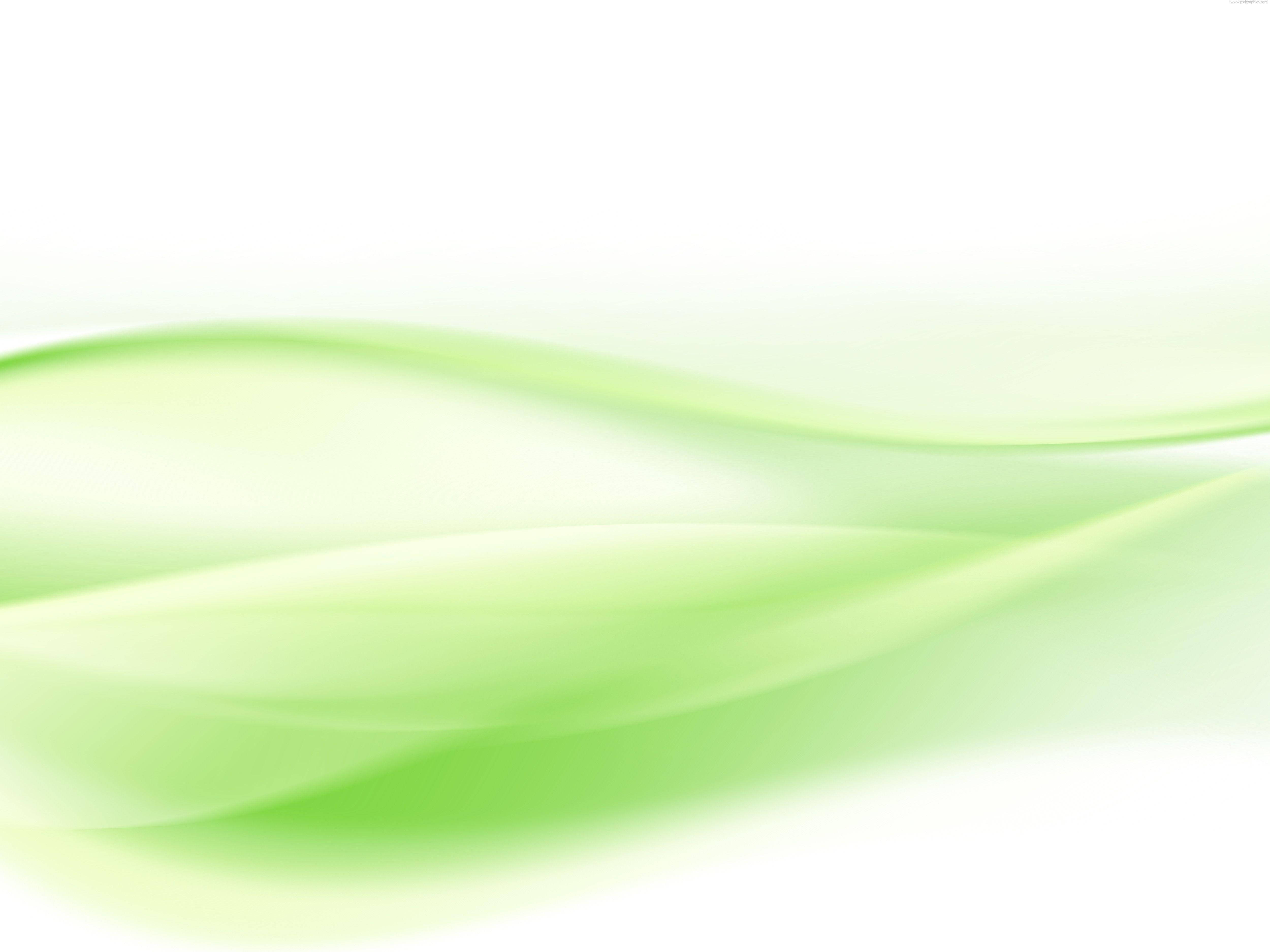 Green And White Aesthetic 桌布 壁紙 — 柔軟流動的綠色波浪在明亮的白色背景上滑過，呈現寧靜的抽象設計。