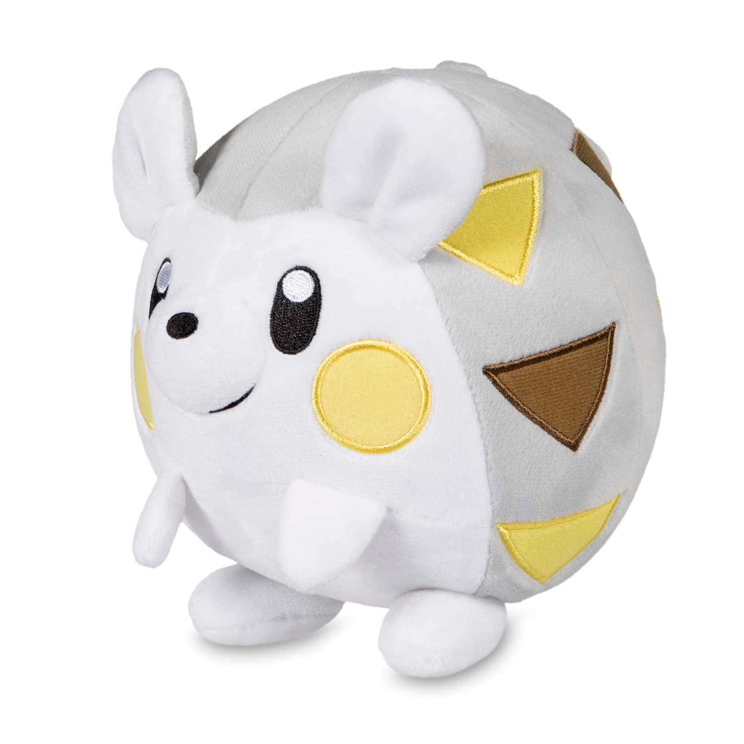 寶可夢 桌布 壁紙 — 柔軟白色絨毛玩具，Pokémon Shinx，帶有黃色和棕色幾何圖案補丁及黑色大眼睛。