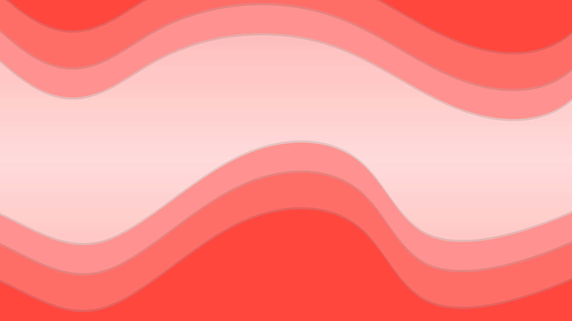 Pastel Red Aesthetic 桌布 壁紙 — 柔軟的分層珊瑚波浪在舒緩的粉彩漸變背景上流動。
