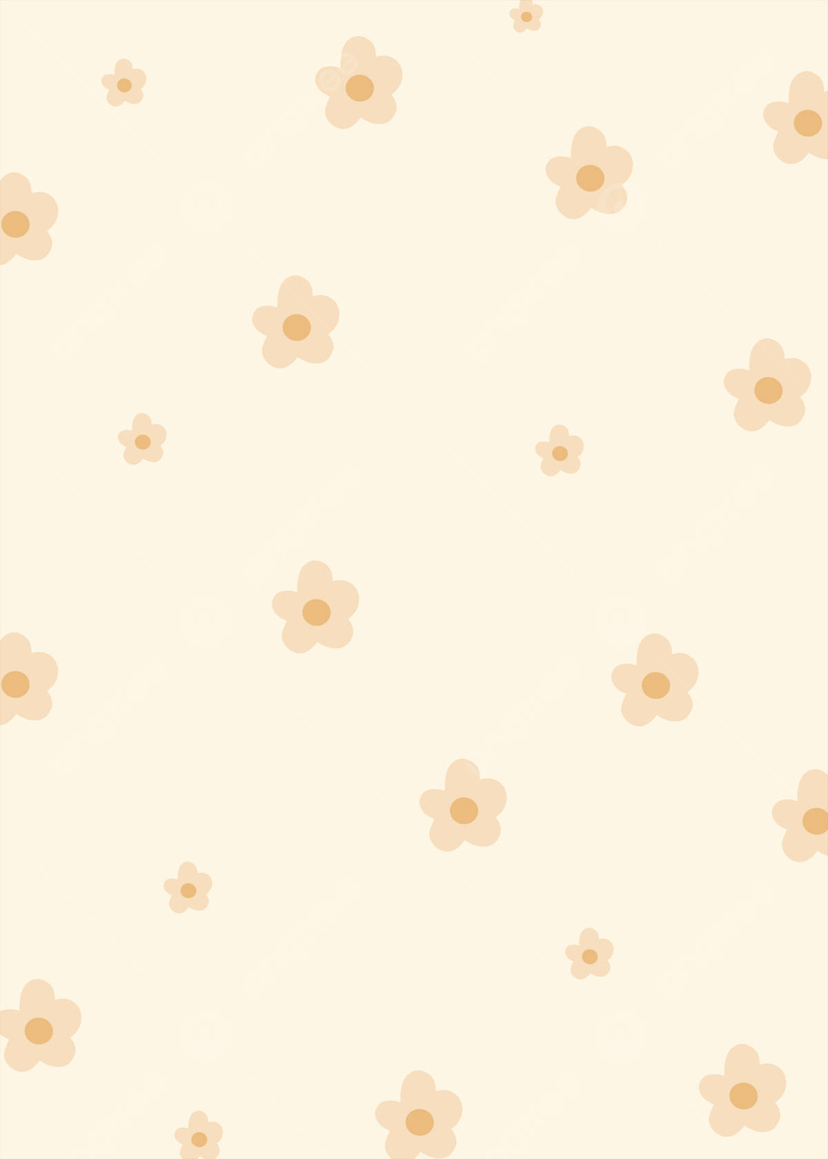 Beige Pastel 桌布 壁紙 — 柔軟的奶油色背景，點綴著散落的淡粉紅色花朵，採用極簡向量風格。