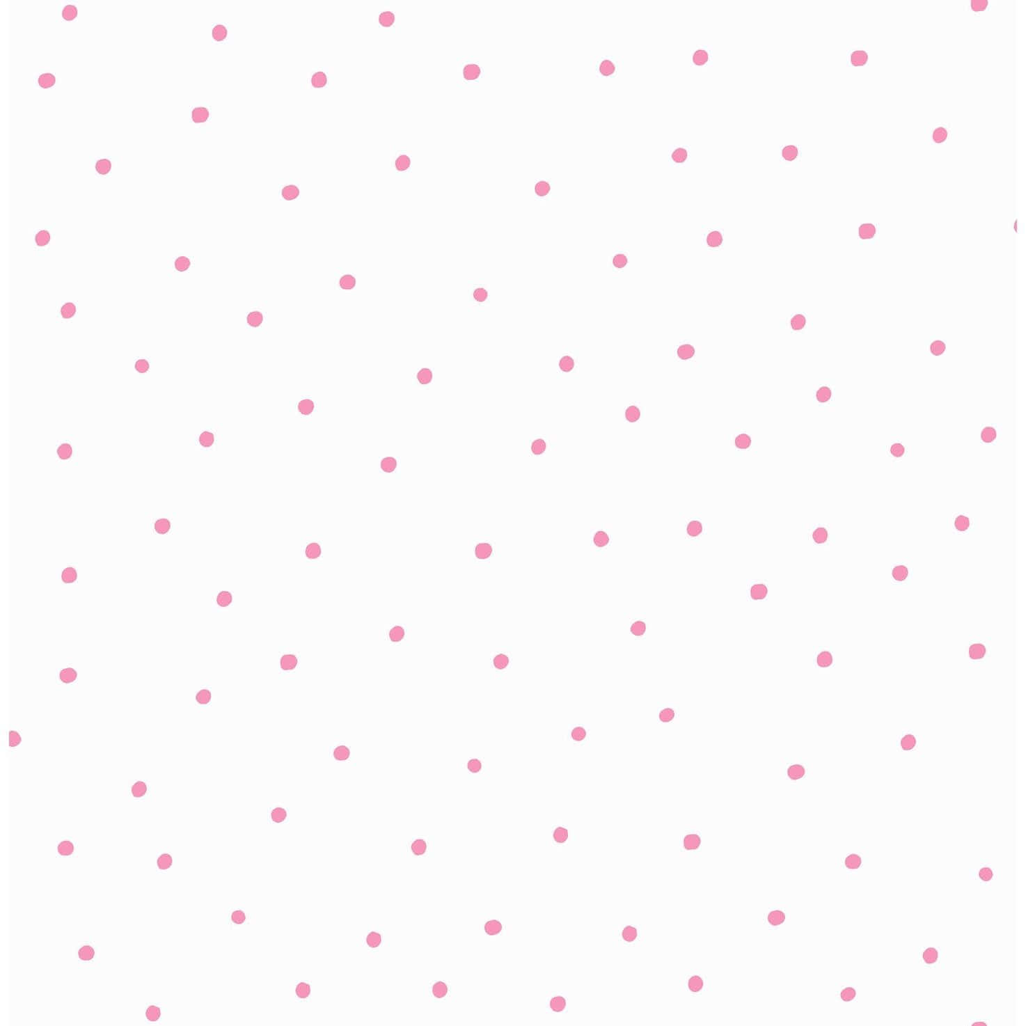 Pink Polka Dot 桌布 壁紙 — 柔軟的白色背景上點綴著散落的淺粉紅色圓點，形成柔和的重複圖案。