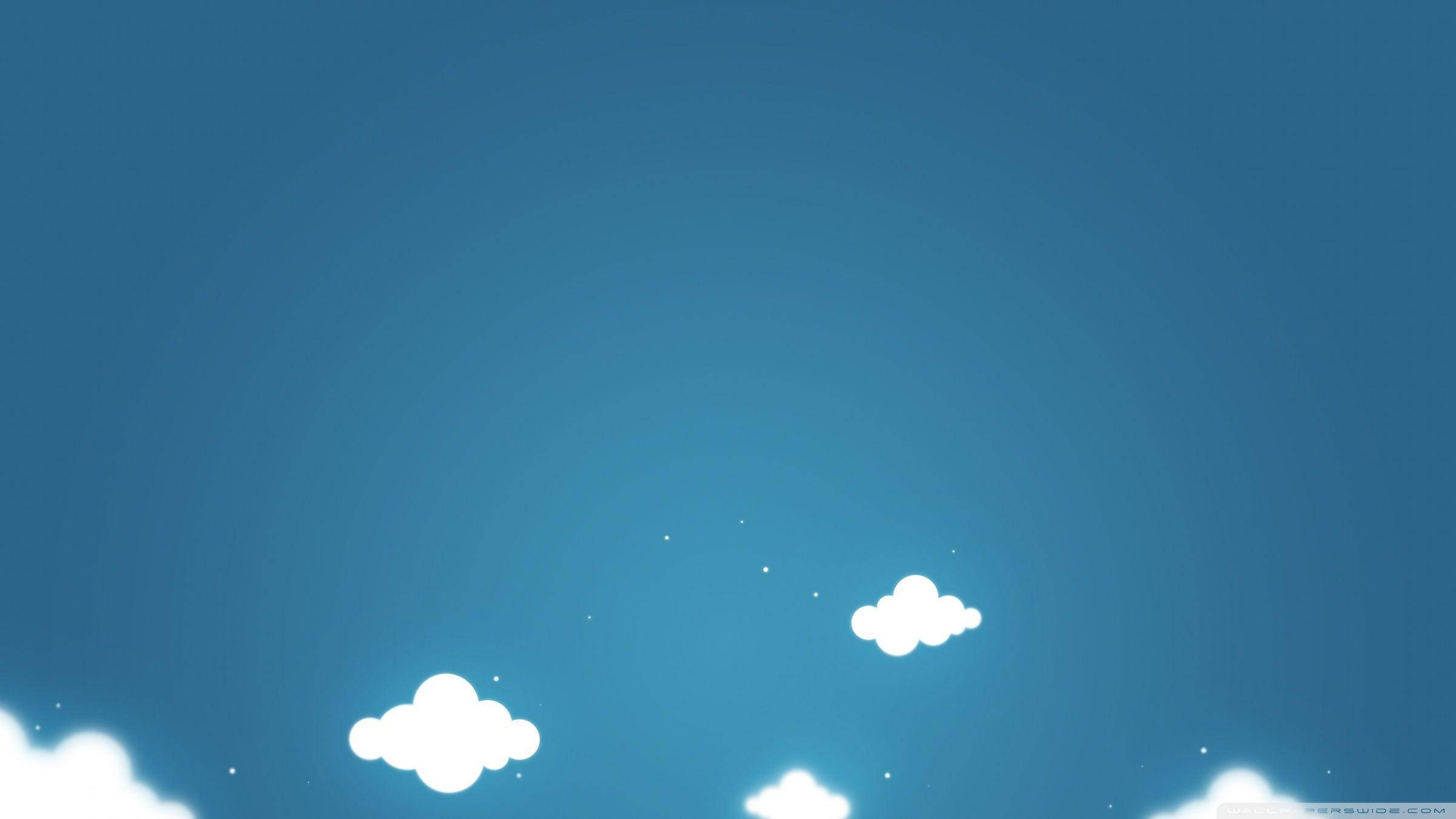 美學雲朵 桌布 壁紙 — 柔軟的白雲在點綴著小星星的寧靜漸變藍色天空中飄移。