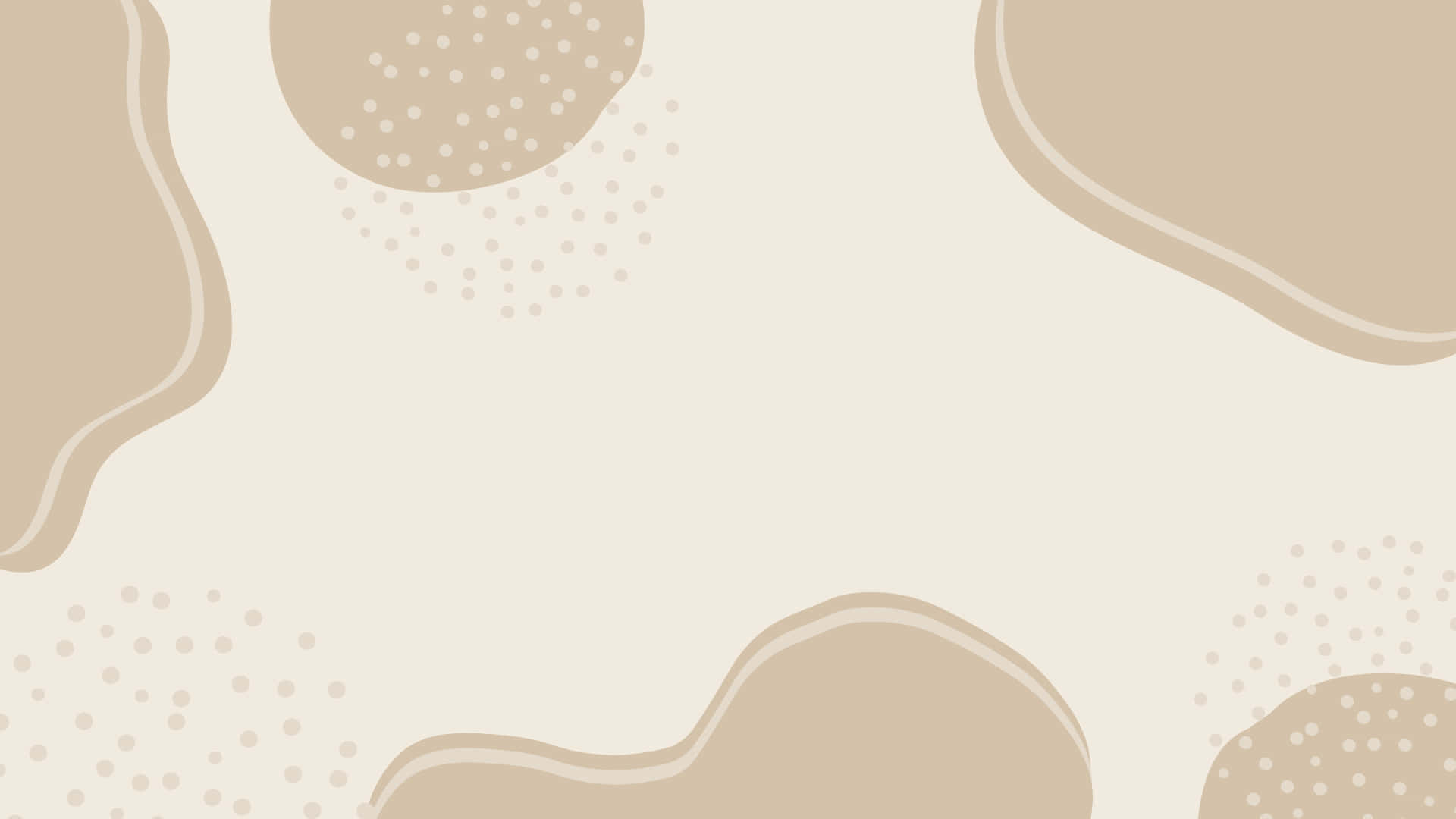 Neutral Aesthetic Desktop 桌布 壁紙 — 柔軟的米色抽象形狀帶有圓點紋理，漂浮在奶油色背景上，呈現極簡設計。