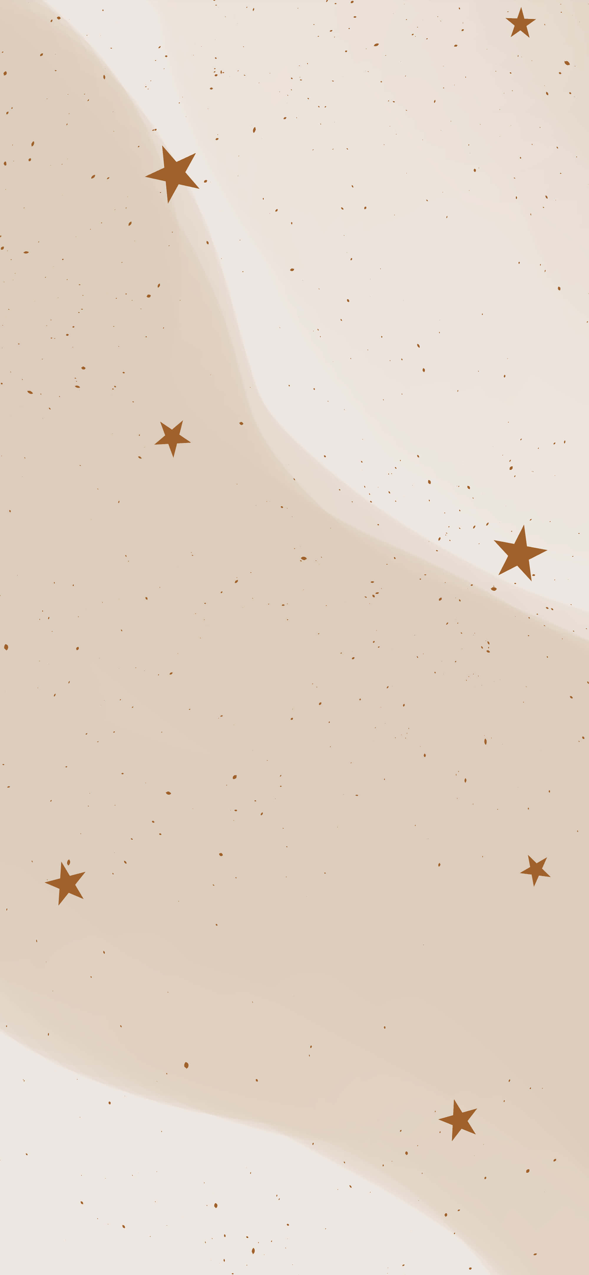 美學 桌布 壁紙 — 柔軟的米色抽象背景，散落著金色星星和微妙的漸變波浪。