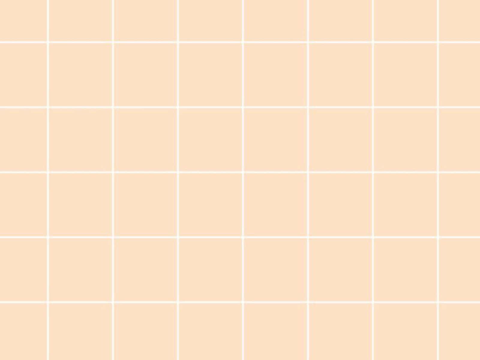 Pastel Aesthetic Grid 桌布 壁紙 — 柔軟的米色瓷磚搭配清晰的白色填縫線，營造出乾淨簡約的網格圖案。