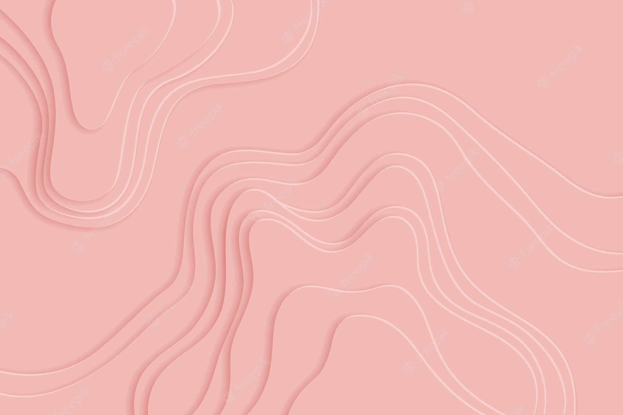 Minimalist Pink 桌布 壁紙 — 柔軟的粉紅色分層紙波浪，營造出帶有微妙陰影的柔和起伏抽象圖案。