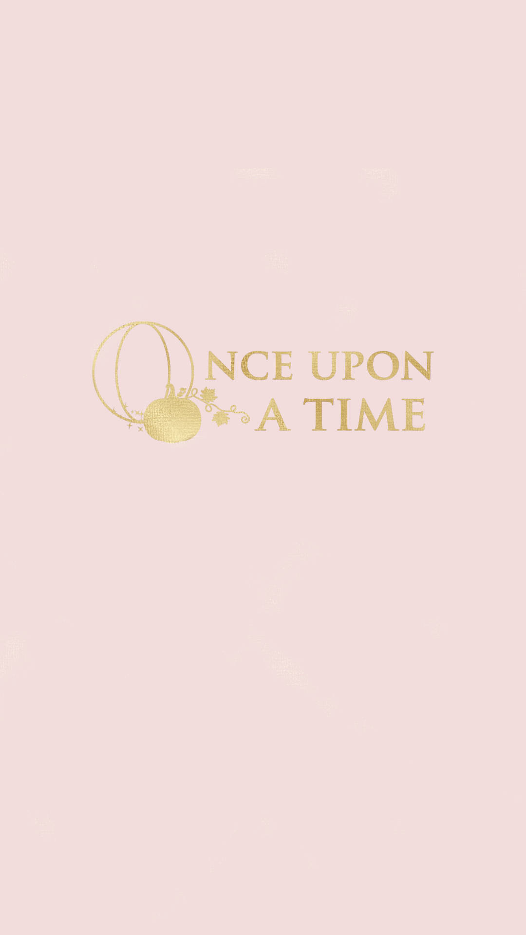 迪士尼 桌布 壁紙 — 柔軟的粉紅色壁紙，金色箔紙文字寫著「ONCE UPON A TIME」，旁邊有一個裝飾性圓形徽章。