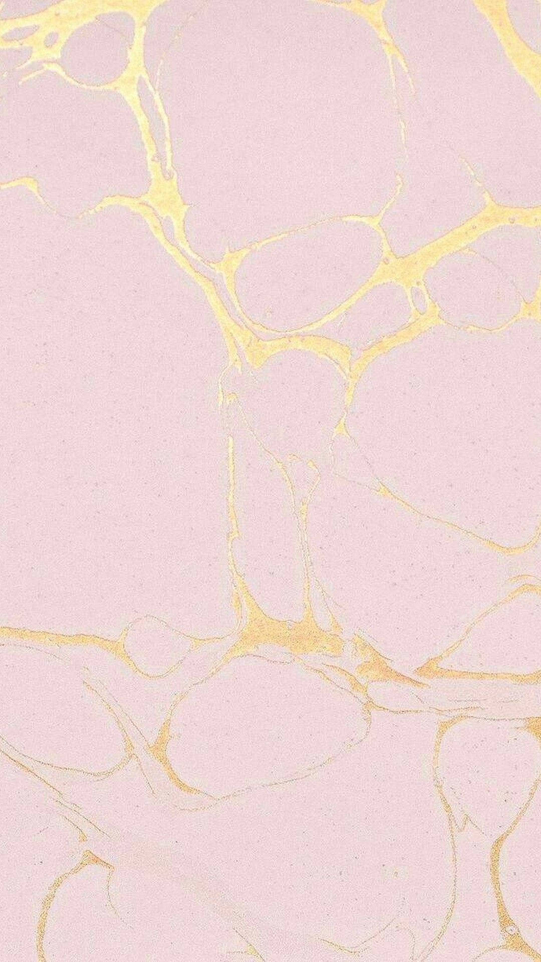 iPhone 桌布 壁紙 — 柔軟的粉紅色大理石，表面有精緻的金色紋理以有機圖案流動。