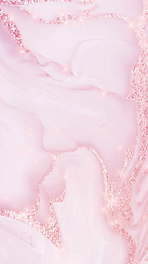 rose aesthetic phone 桌布 壁紙 — 柔軟的粉紅色大理石漩渦與閃爍的金色閃粉，營造出奢華夢幻的抽象紋理。