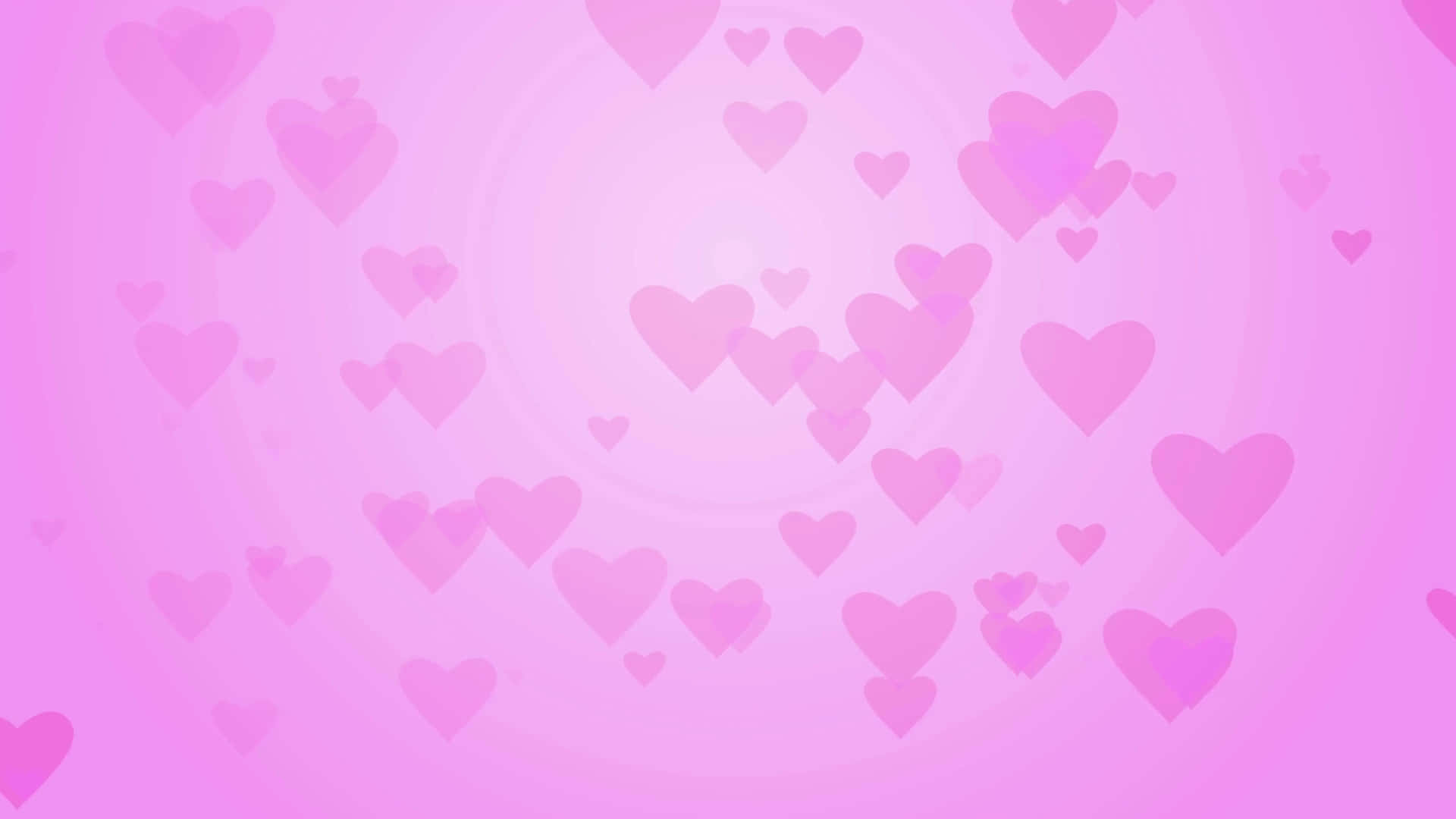 Pink Love 桌布 壁紙 — 柔軟的粉紅色心形在漸變粉紅色背景上以柔和螺旋漂浮。
