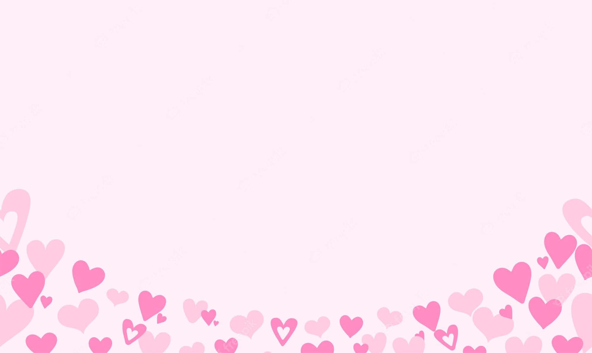 Cute Heart 桌布 壁紙 — 柔軟的粉紅色心形裝飾在極簡粉彩背景的底部角落。
