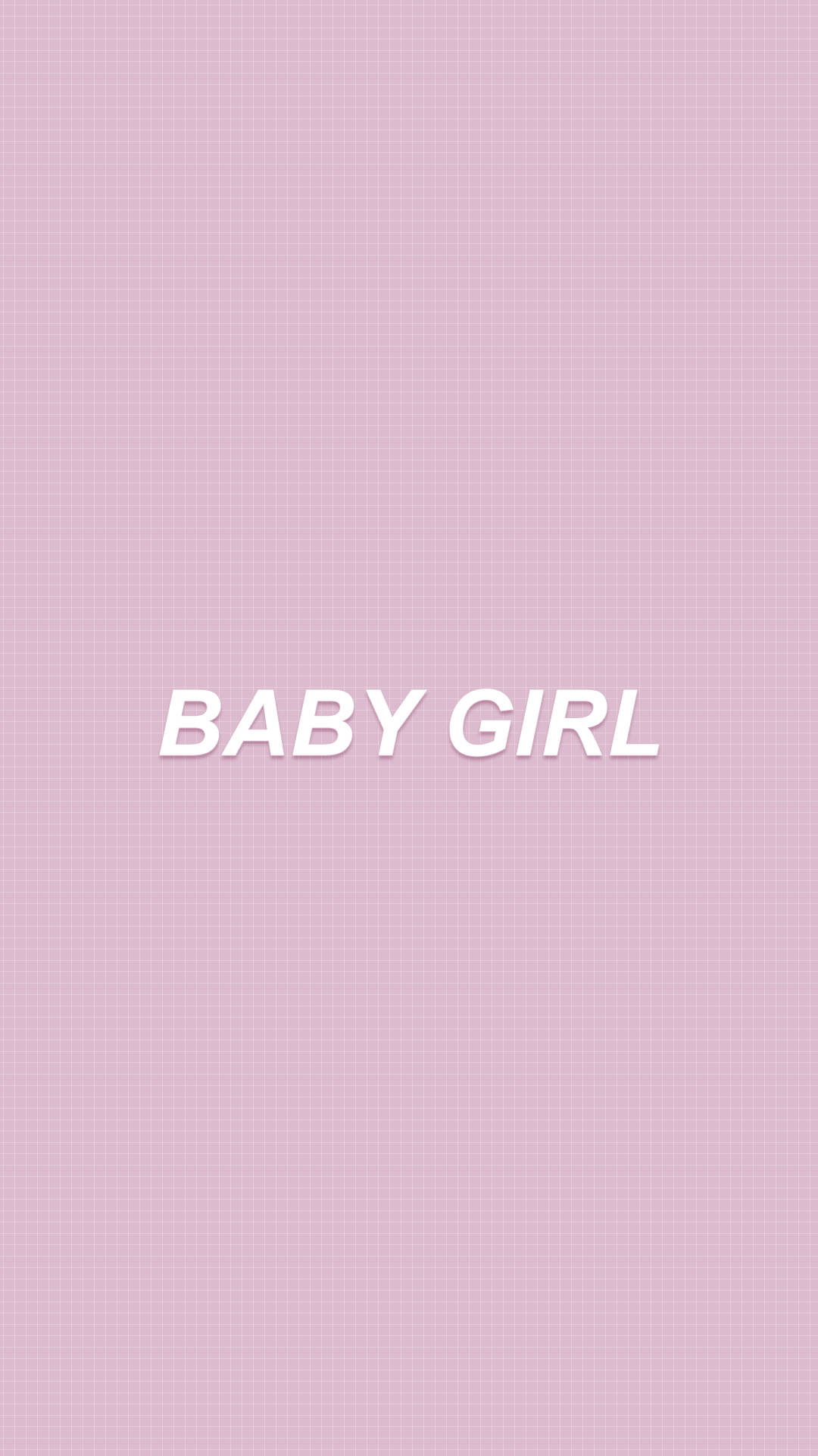 Baby Girl 桌布 壁紙 — 柔軟的粉紅色格子背景，中央有粗體白色文字寫著 baby girl。