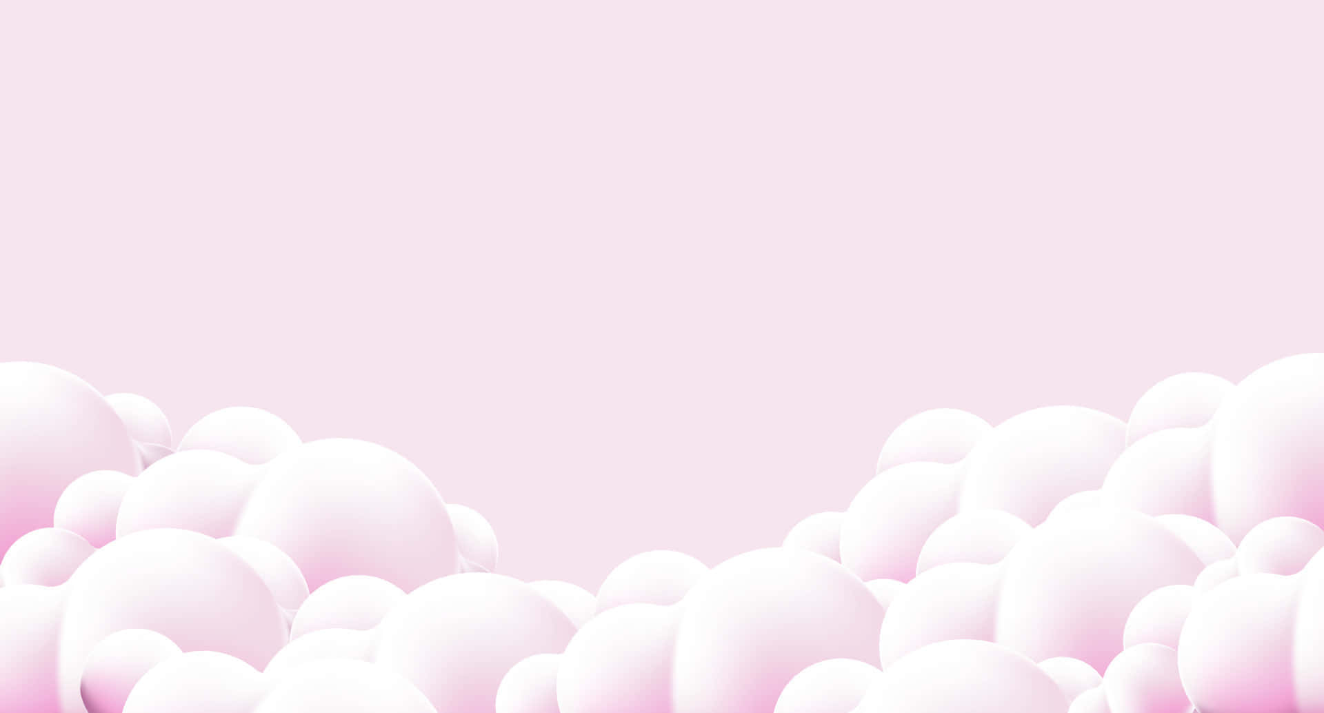 雲朵 桌布 壁紙 — 柔軟的粉紅色球體沿底部輕輕彎曲，襯托著粉彩漸變背景。