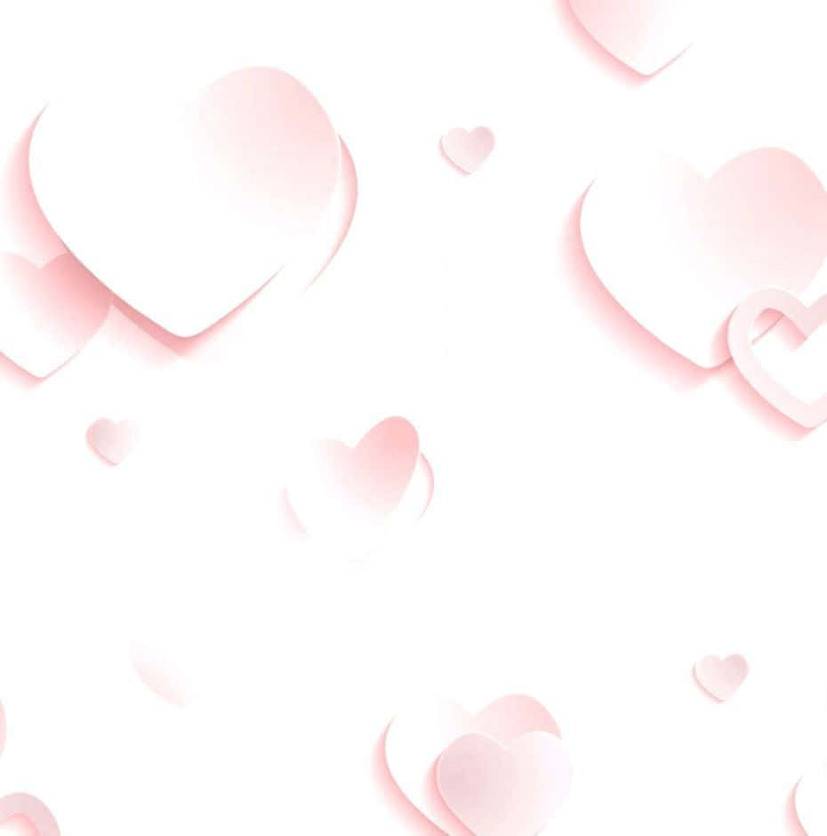 Pink And White Aesthetic 桌布 壁紙 — 柔軟的粉紅色紙心在潔淨的白色背景上輕輕漂浮，帶有微妙的陰影。