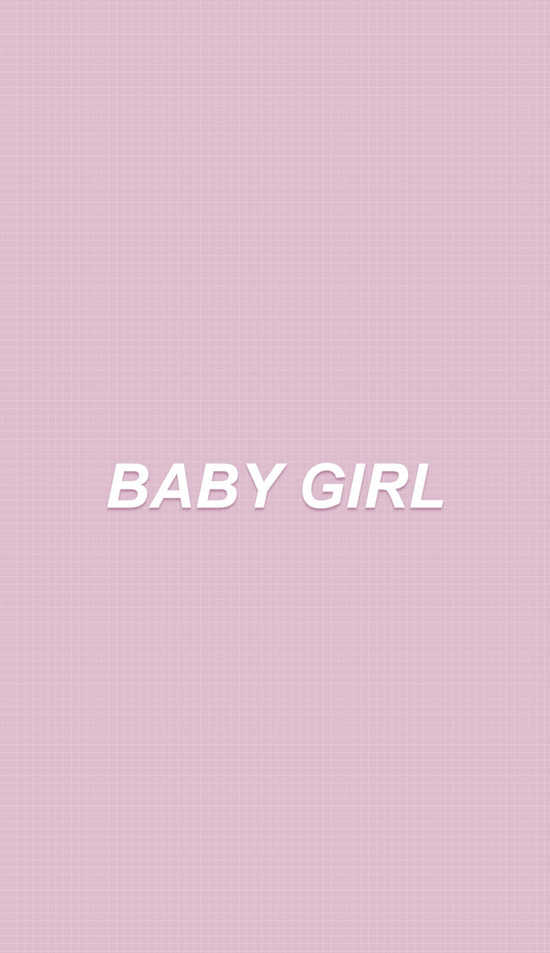 Soft Girl Aesthetic 桌布 壁紙 — 柔軟的粉紅色網格背景，中央顯示粗體白色文字 BABY GIRL。