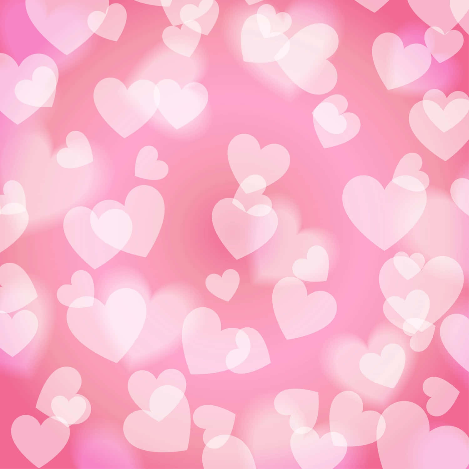 Heart Pattern 桌布 壁紙 — 柔軟的粉紅色背景，充滿了不同大小的發光半透明愛心，營造出夢幻浪漫的氛圍。
