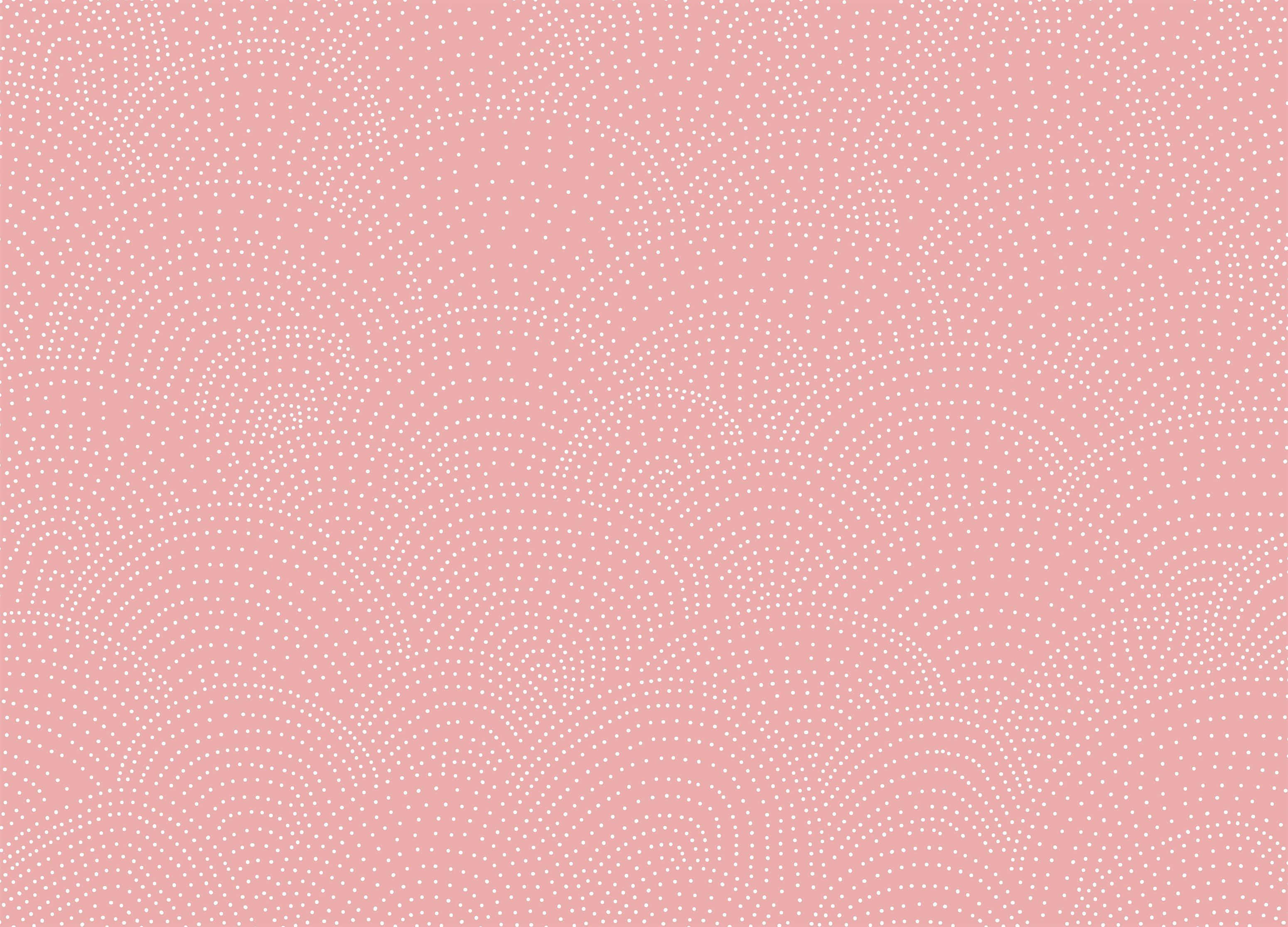 Pink Polka Dot 桌布 壁紙 — 柔軟的粉紅色背景，點綴著精緻的白色點狀波浪圖案，營造出柔和的節奏質感。