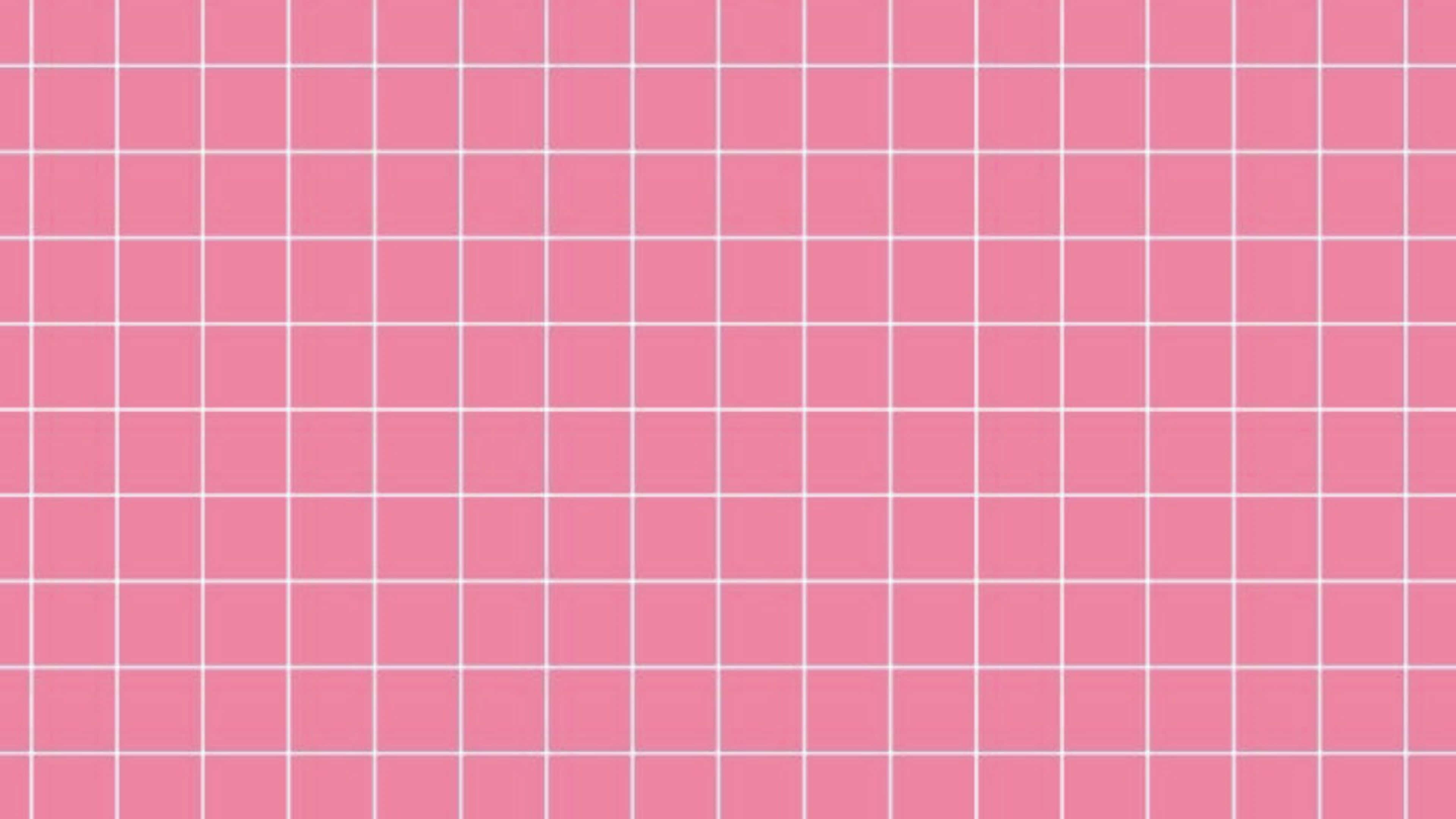Pastel Aesthetic Grid 桌布 壁紙 — 柔軟的粉紅色背景搭配乾淨的白色網格圖案，營造出極簡的幾何設計。