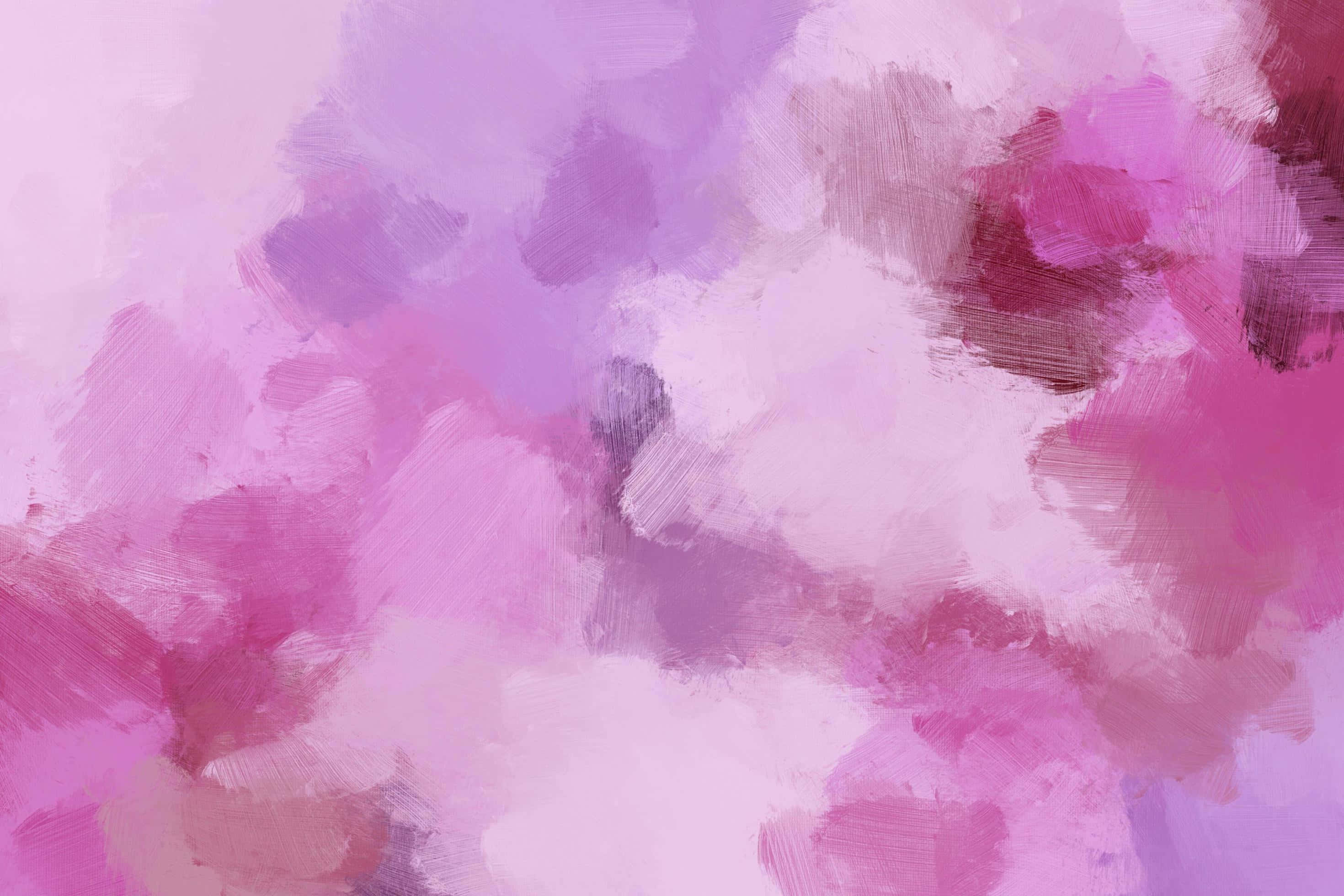 Paint Art 桌布 壁紙 — 柔軟的紋理筆觸將鮮豔的粉紅色、紫色和白色融合在夢幻般的抽象構圖中。