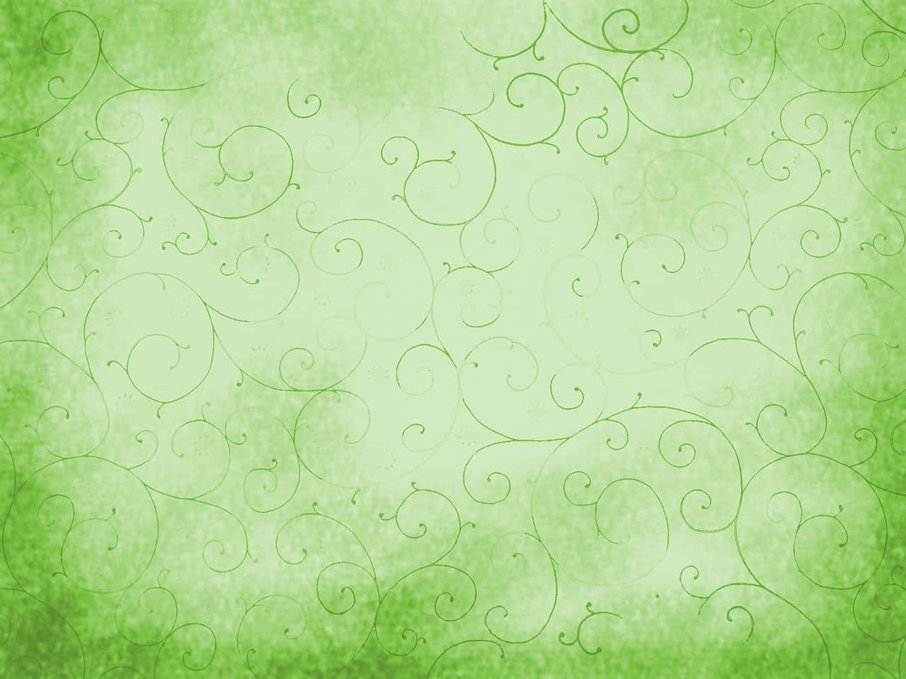 Abstract Green 桌布 壁紙 — 柔軟的綠色壁紙，帶有精緻的漩渦藤蔓圖案，位於紋理漸變背景上。