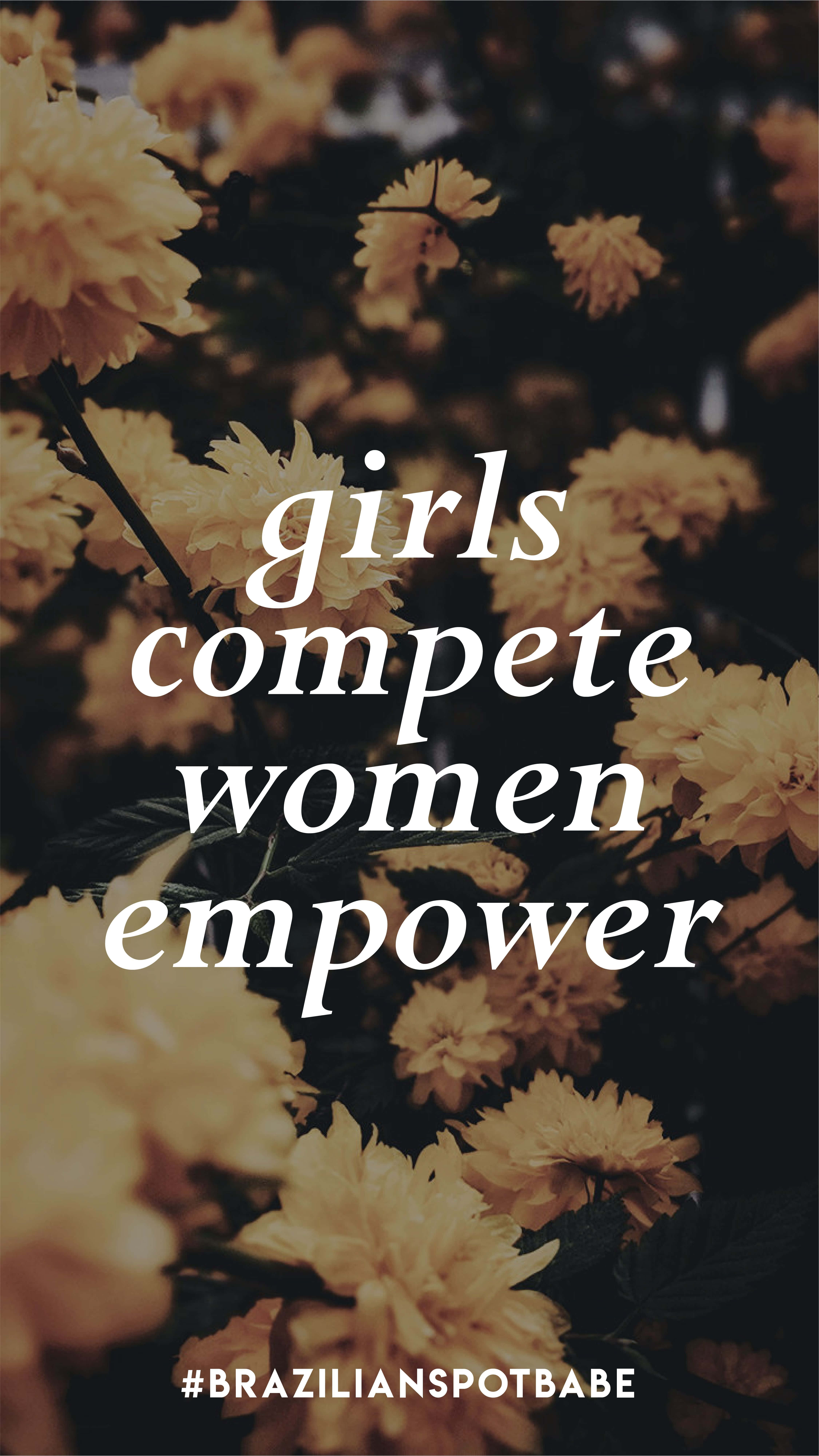 Empowerment 桌布 壁紙 — 柔軟的黃色花朵在深色背景上綻放，並帶有賦權文字疊加。
