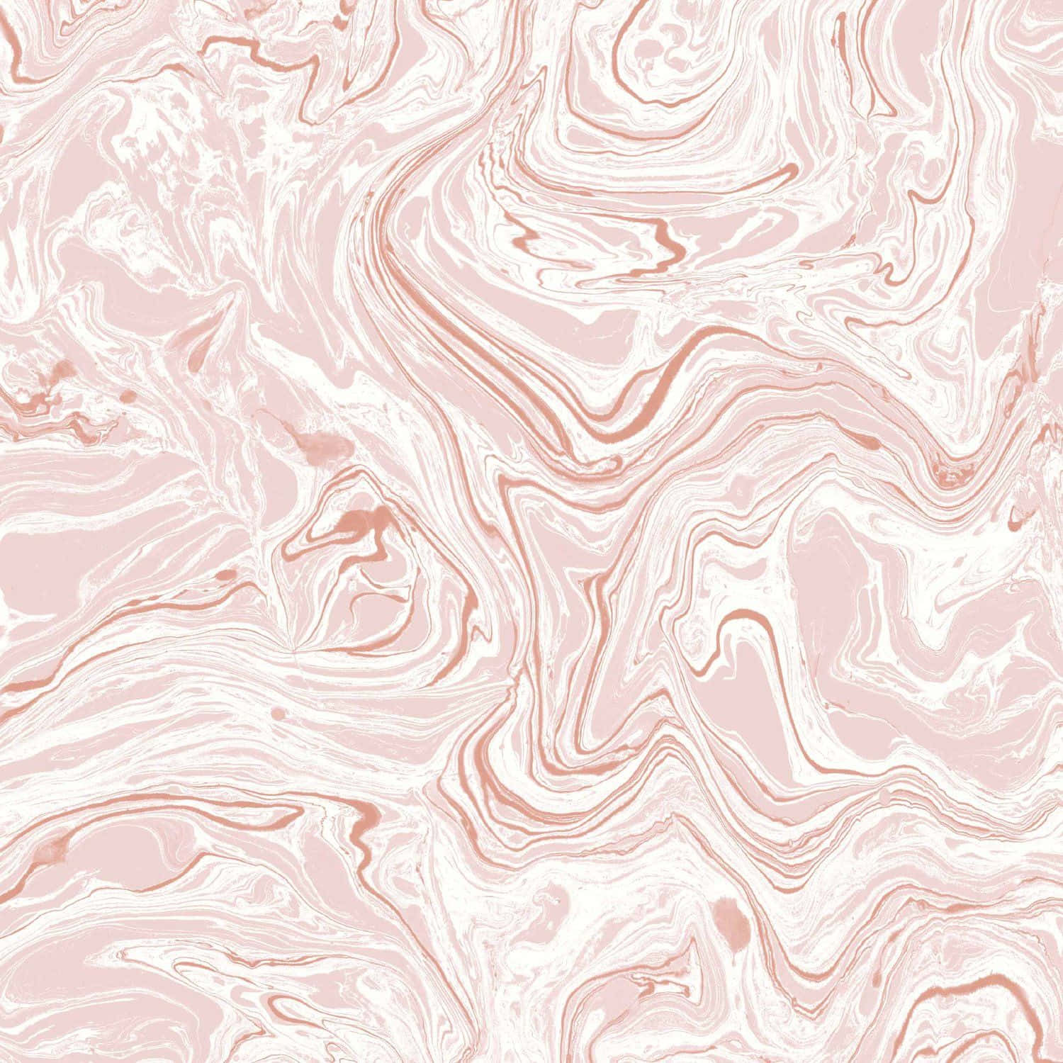 Marble Pink 桌布 壁紙 — 柔軟粉紅與白色大理石上帶有精緻玫瑰金紋理流動的優雅漩渦圖案。