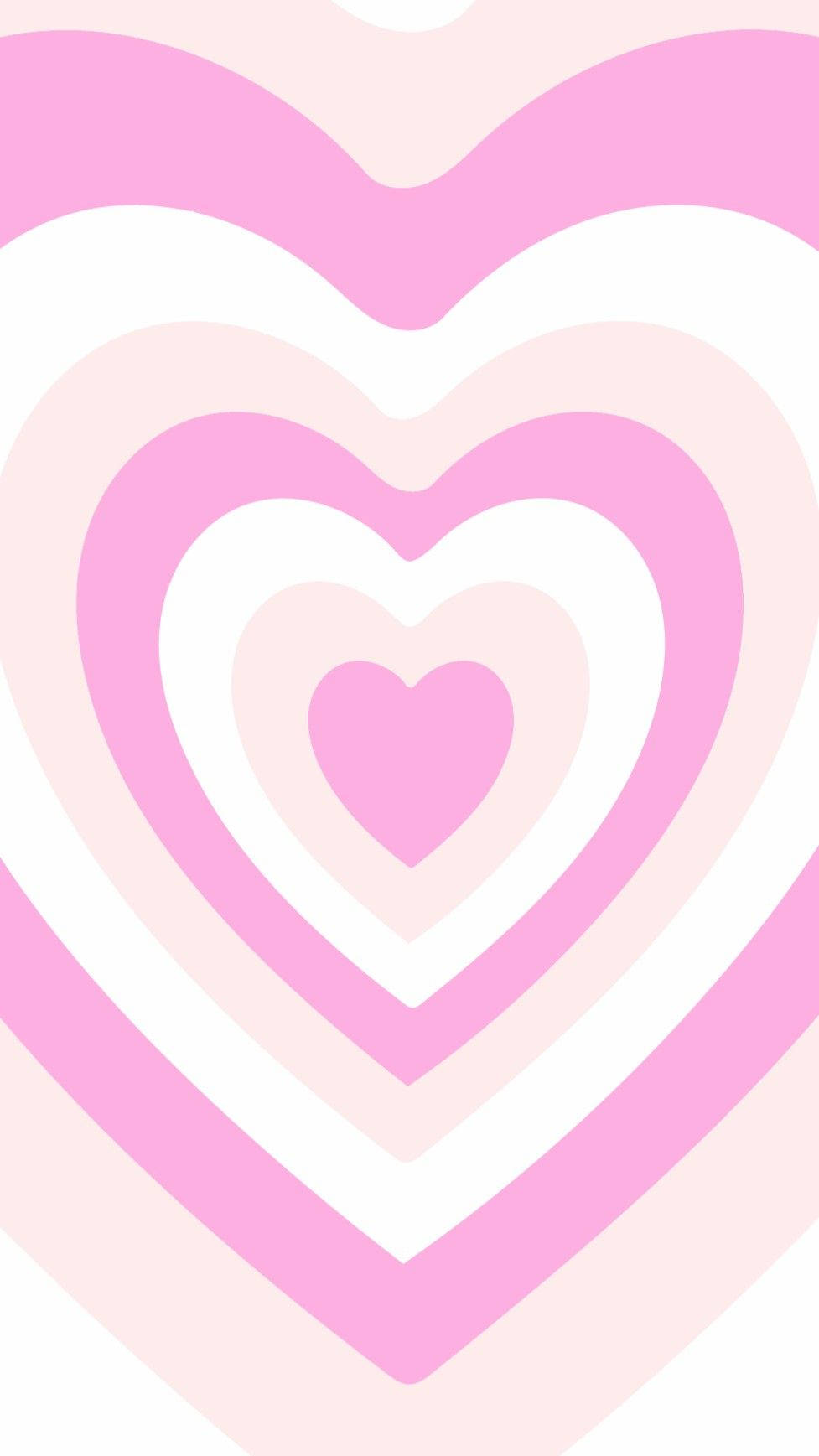 Pastel Pink Heart 桌布 壁紙 — 柔軟粉紅與白色的嵌套心形，以柔和漸變營造出層次浪漫圖案。