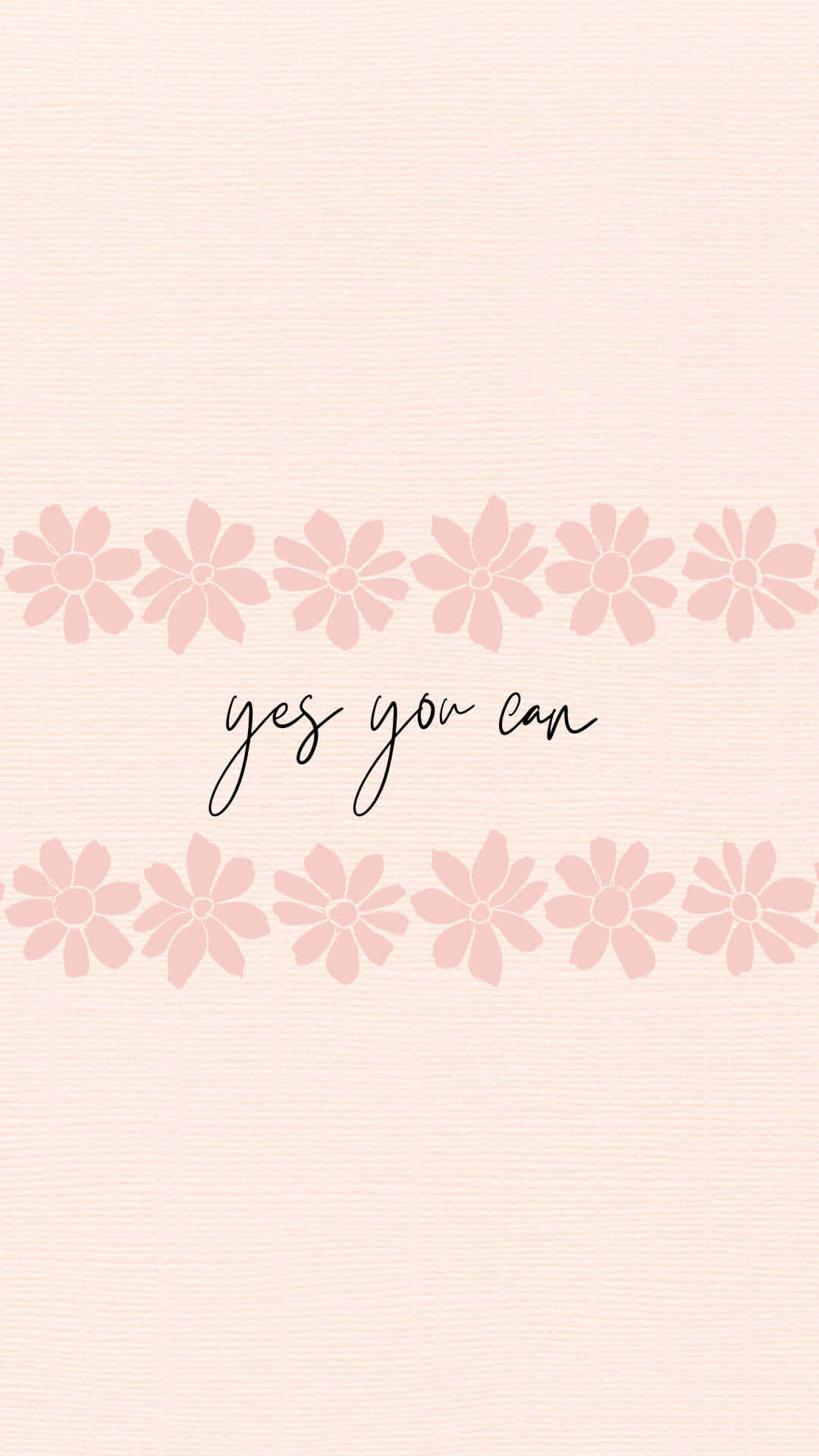 Rose Gold Quotes 桌布 壁紙 — 柔軟粉紅色壁紙，以雛菊圖案框住手寫短語 yes you can 在紋理紙上。