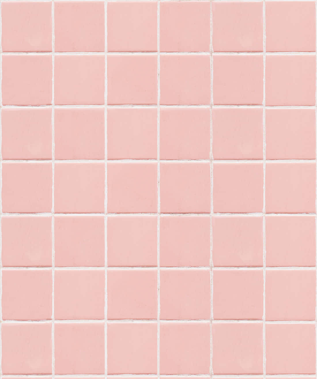 Tiles 桌布 壁紙 — 柔軟粉紅色方形瓷磚近距離特寫，帶有白色填縫劑，整齊排列成網格圖案。