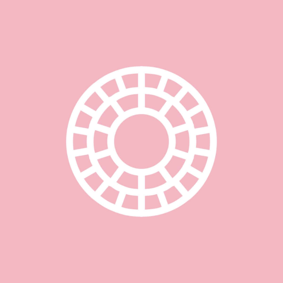 Vsco 桌布 壁紙 — 柔軟粉紅色背景上的極簡白色圓形圖案，帶有分段輻條。