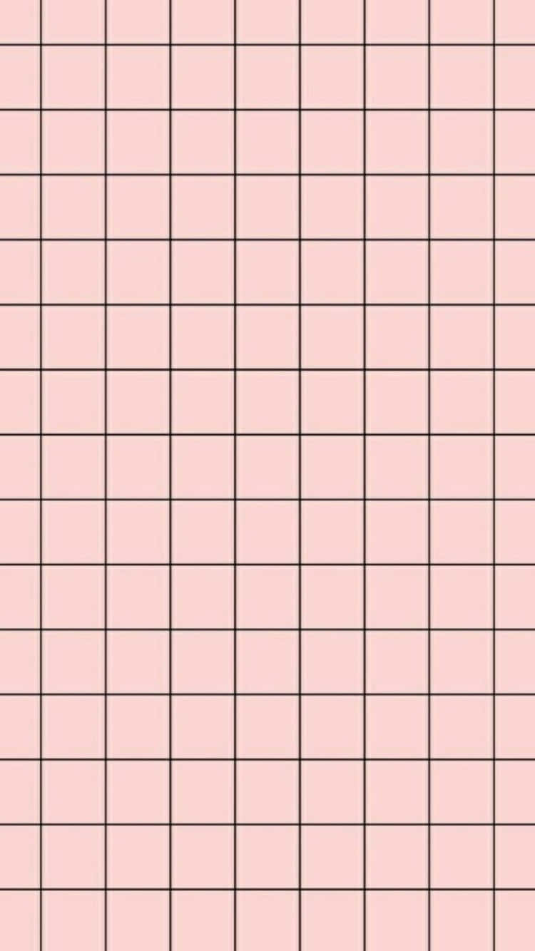 Pink Grid 桌布 壁紙 — 柔軟粉紅色背景上的細黑線極簡網格圖案，打造出乾淨的幾何壁紙。