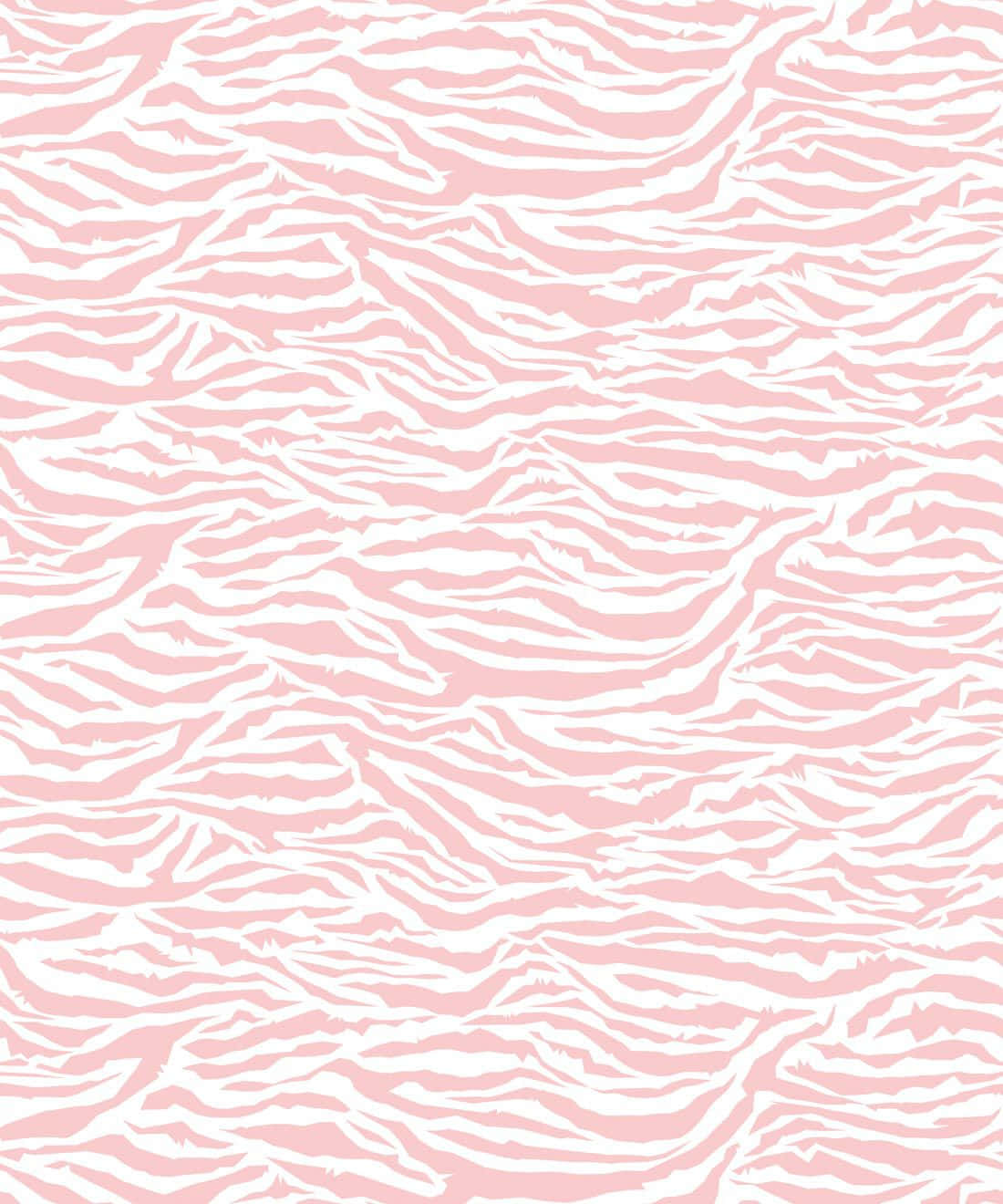 Pink Zebra 桌布 壁紙 — 柔軟粉紅色背景上重複的波浪形白色條紋，營造出俏皮而現代的壁紙設計。