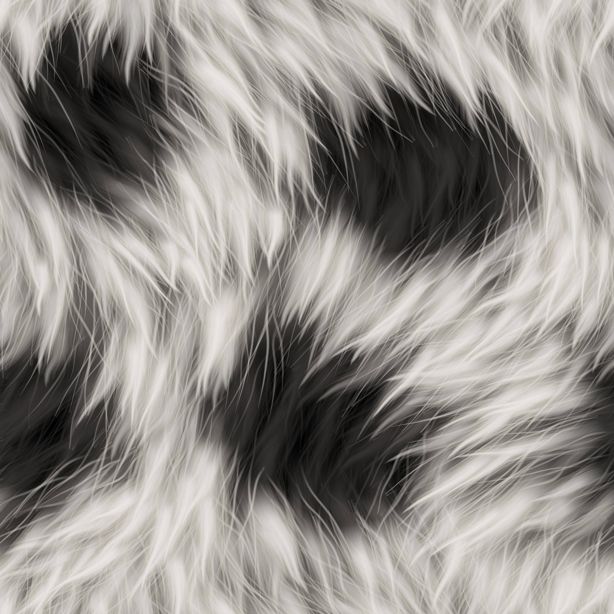 fur 桌布 壁紙 — 柔軟蓬鬆毛髮的特寫，旋轉的黑白髮絲形成帶有紋理的單色圖案。