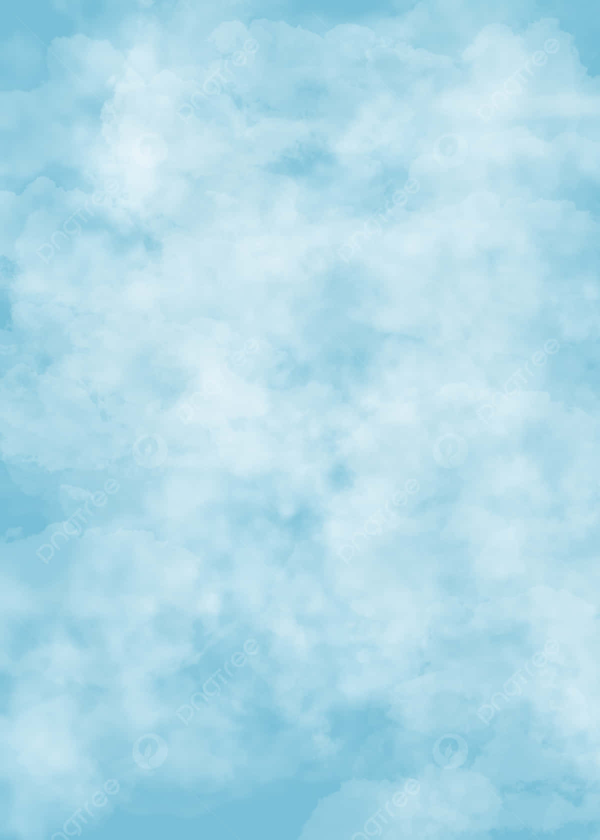 雲朵 桌布 壁紙 — 柔軟蓬鬆的雲朵在寧靜的淺藍色天空中飄動，這是一幅平靜的數位插圖。