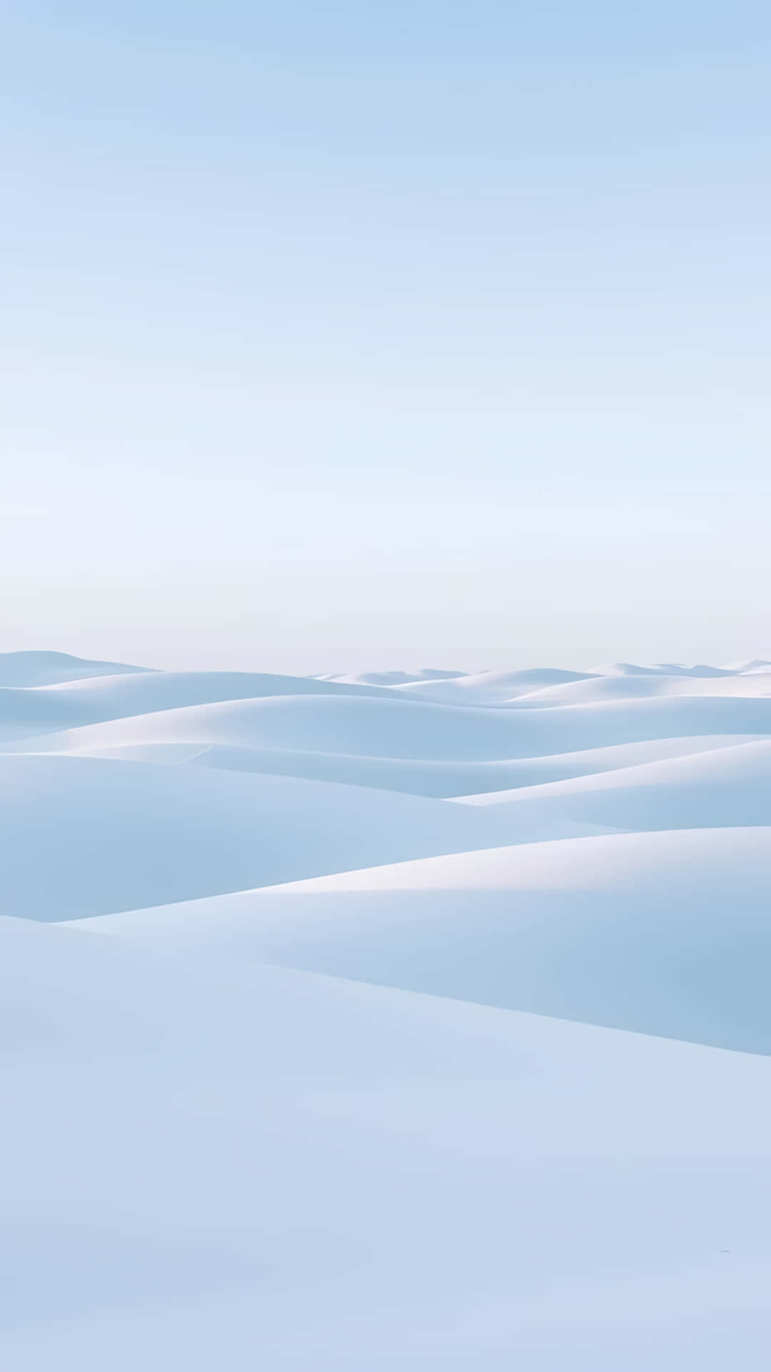Minimal Ice Dunes Under Soft Blue Sky 壁紙 — 柔軟起伏的白色沙丘在淡藍色天空下延伸，呈現寧靜的沙漠景觀。