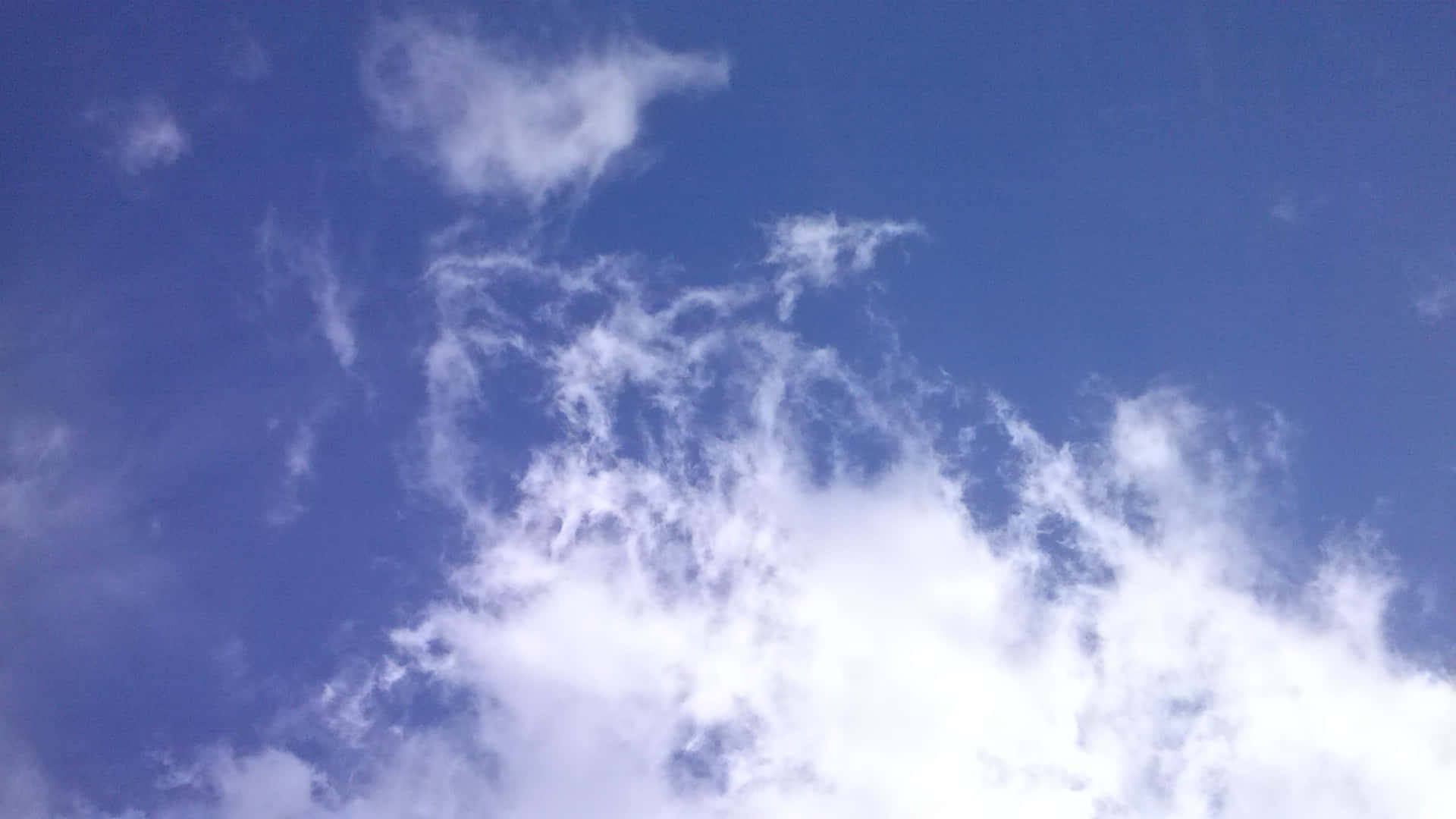 CLOUD-40 壁紙 — 柔軟輕盈的白雲在鮮豔深藍色的天空中飄浮，構成寧靜的自然景象。