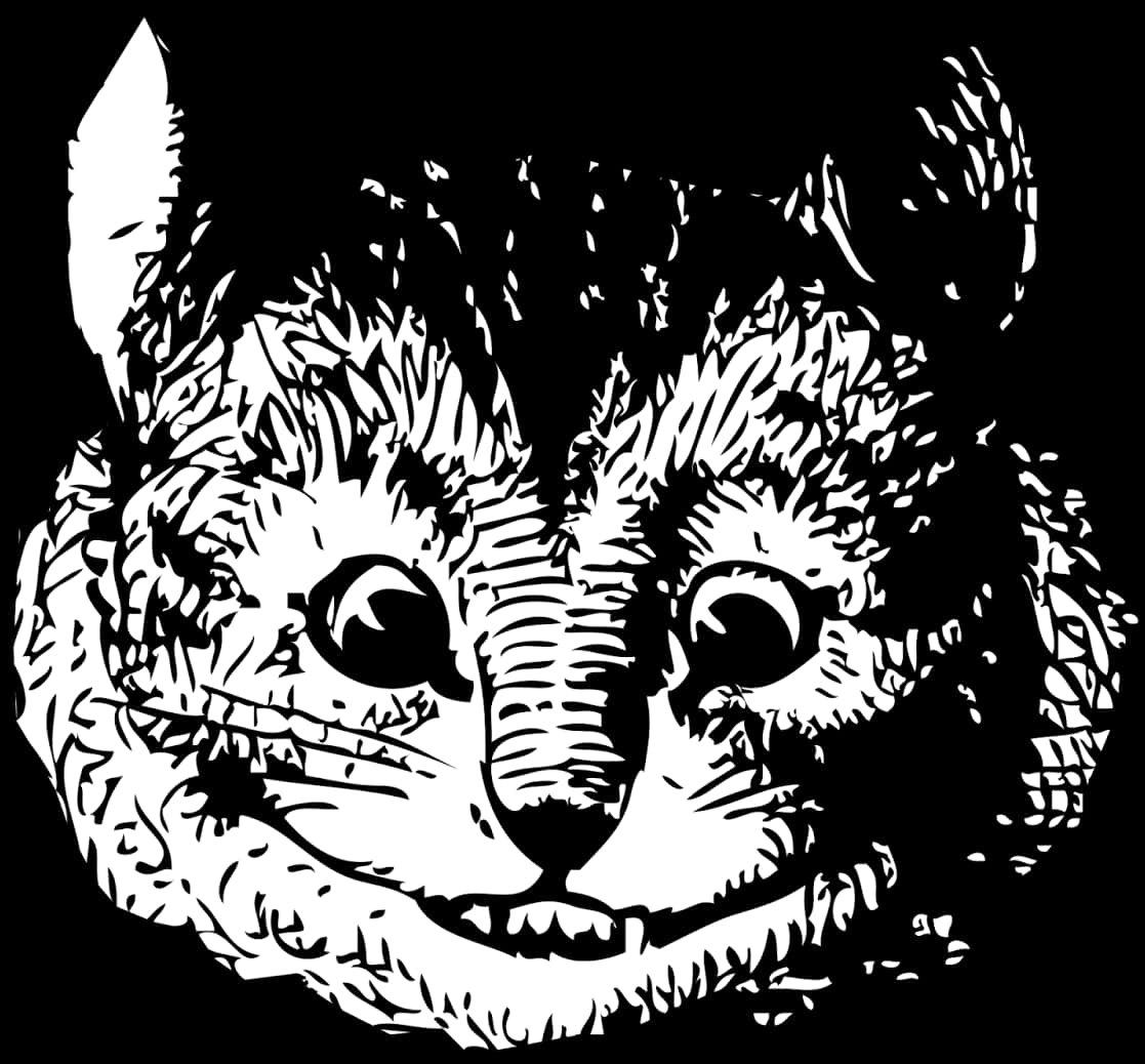 柴郡貓黑白插畫 壁紙
