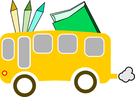 校車卡通插畫 壁紙