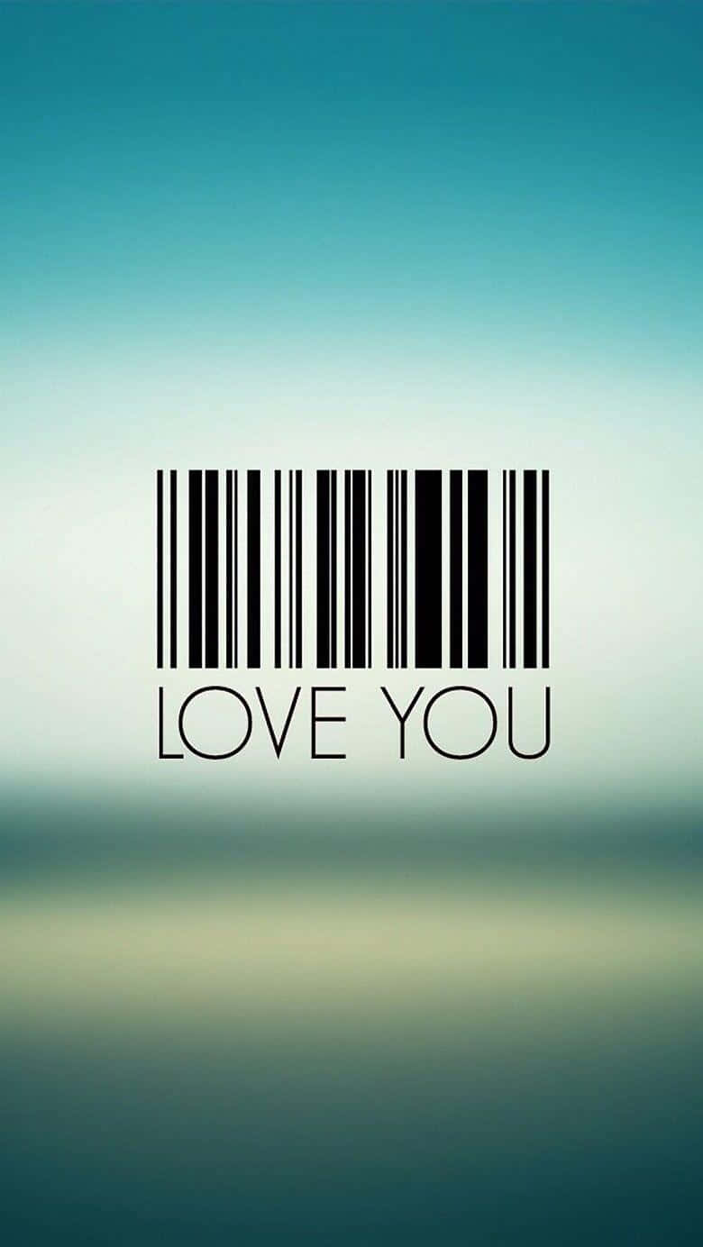 Barcode Scanning 桌布 壁紙 — 條碼，中央有 love you 字樣，背景為柔和的水鴨綠與奶油色漸層。