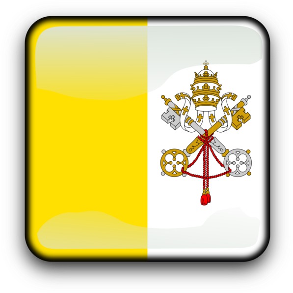 Vatican 桌布 壁紙 — 梵蒂岡城國旗，黃白垂直條紋，冠冕下交叉鑰匙，置於光澤方形圖示框架內。