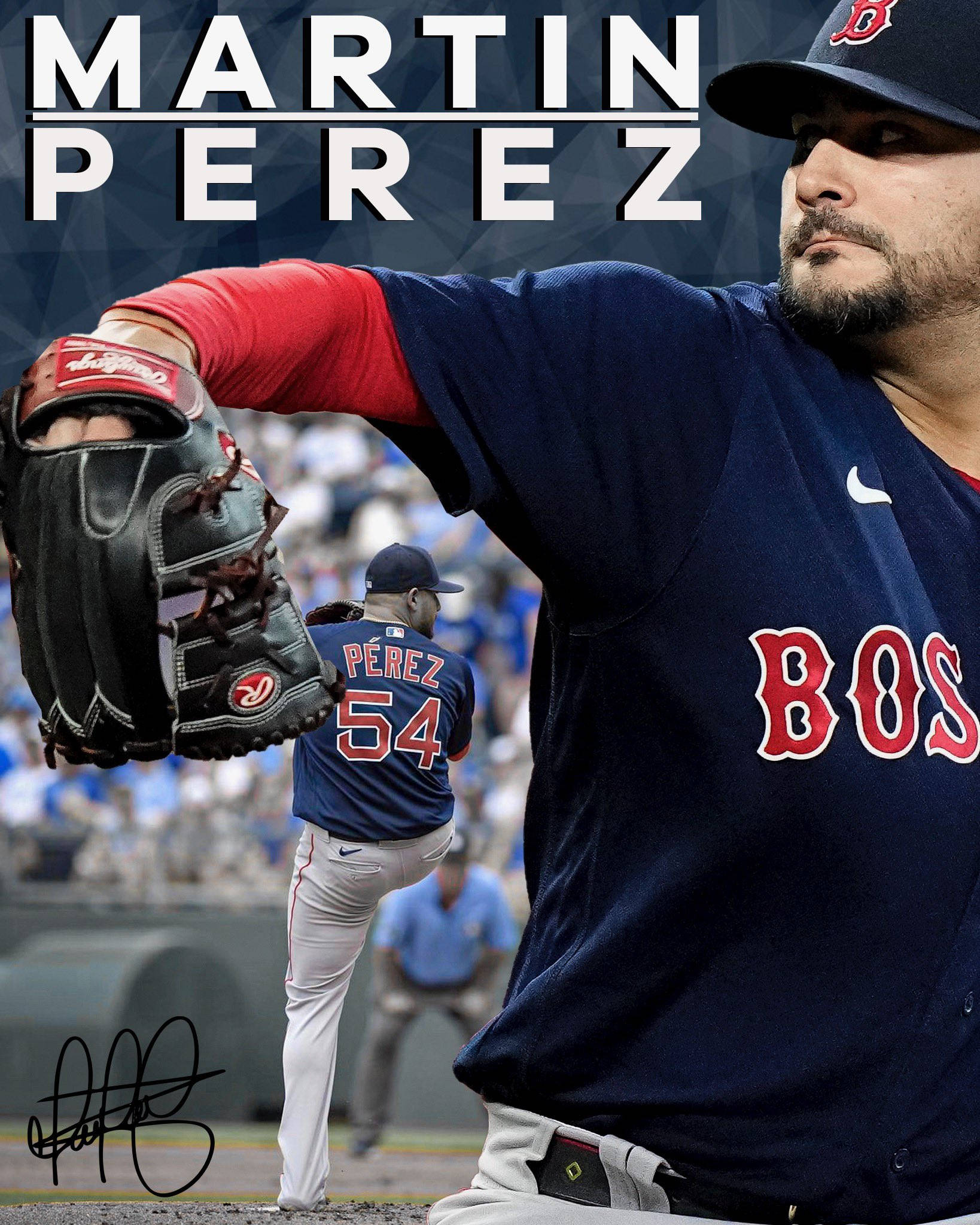運動 桌布 壁紙 — 棒球投手 Martin Perez 正在投球，身穿波士頓紅襪隊球衣，背景有觀眾。