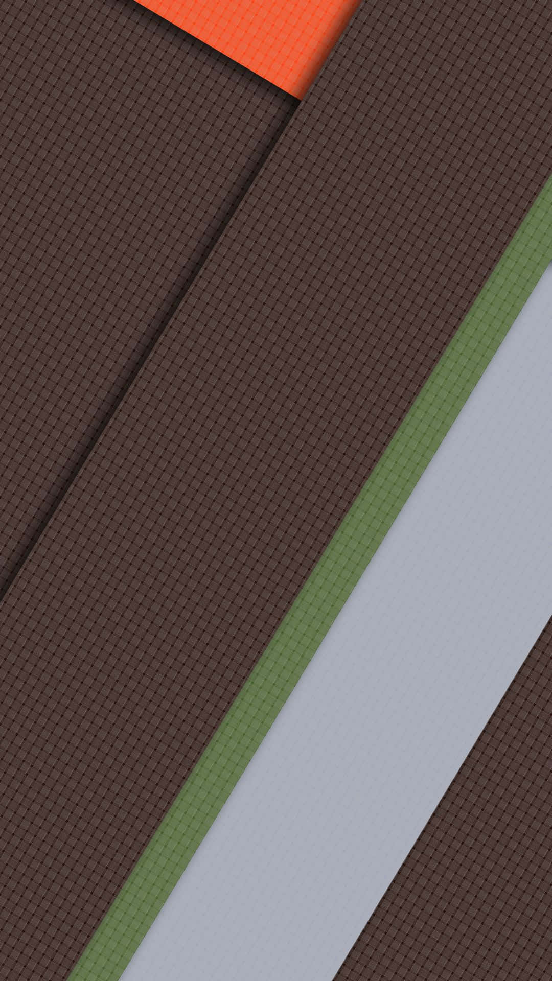 Material Design 桌布 壁紙 — 棕色、橙色、綠色和灰色條紋的幾何圖案，帶有網格紋理。
