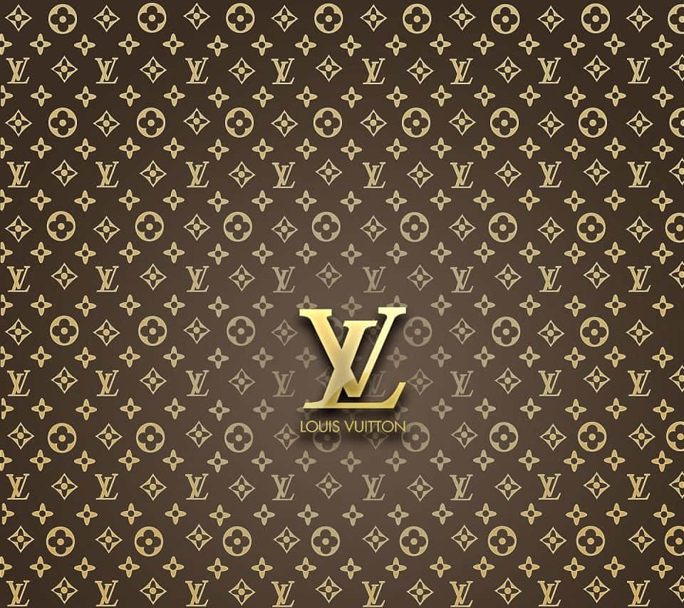 棕色背景上帶有金色標誌的 Louis Vuitton 字母圖案。 — Valorant Logo 壁紙